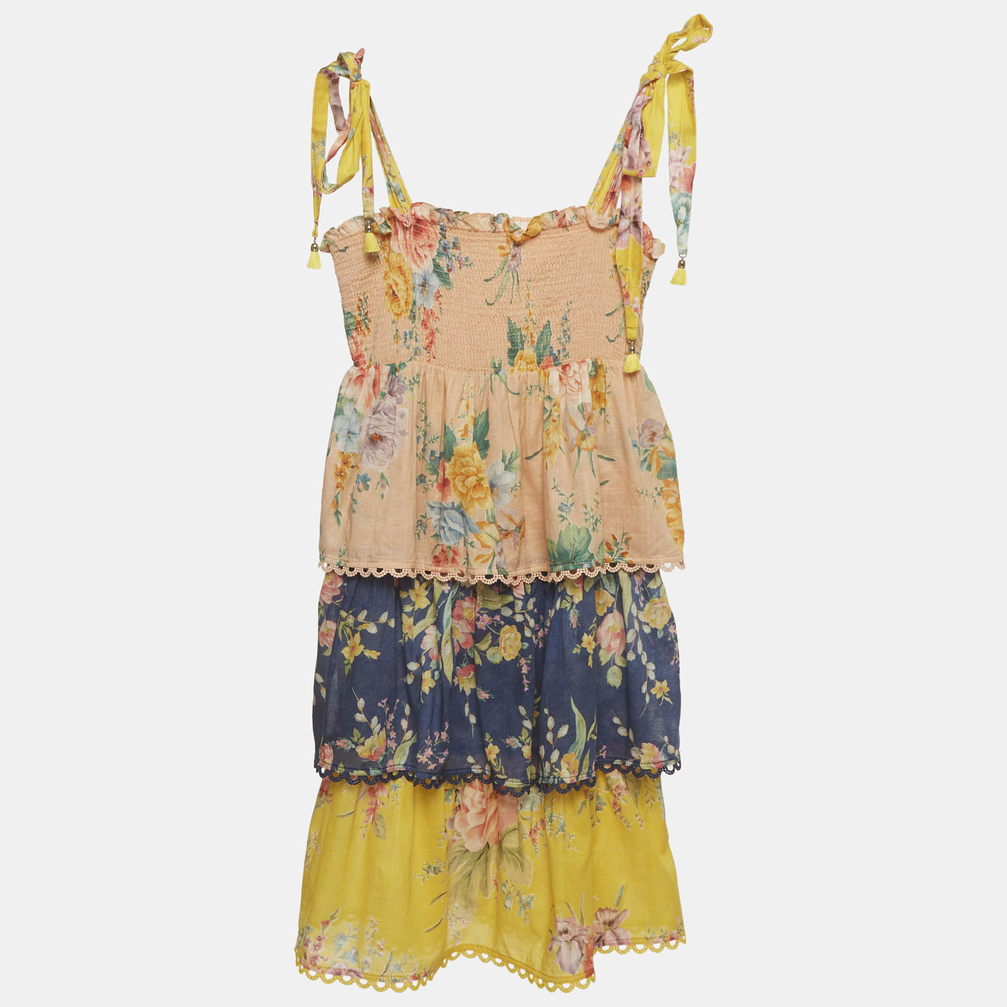 Zimmermann Kids Multicolor Floral Print Tiered Zinnia Dress Yrs