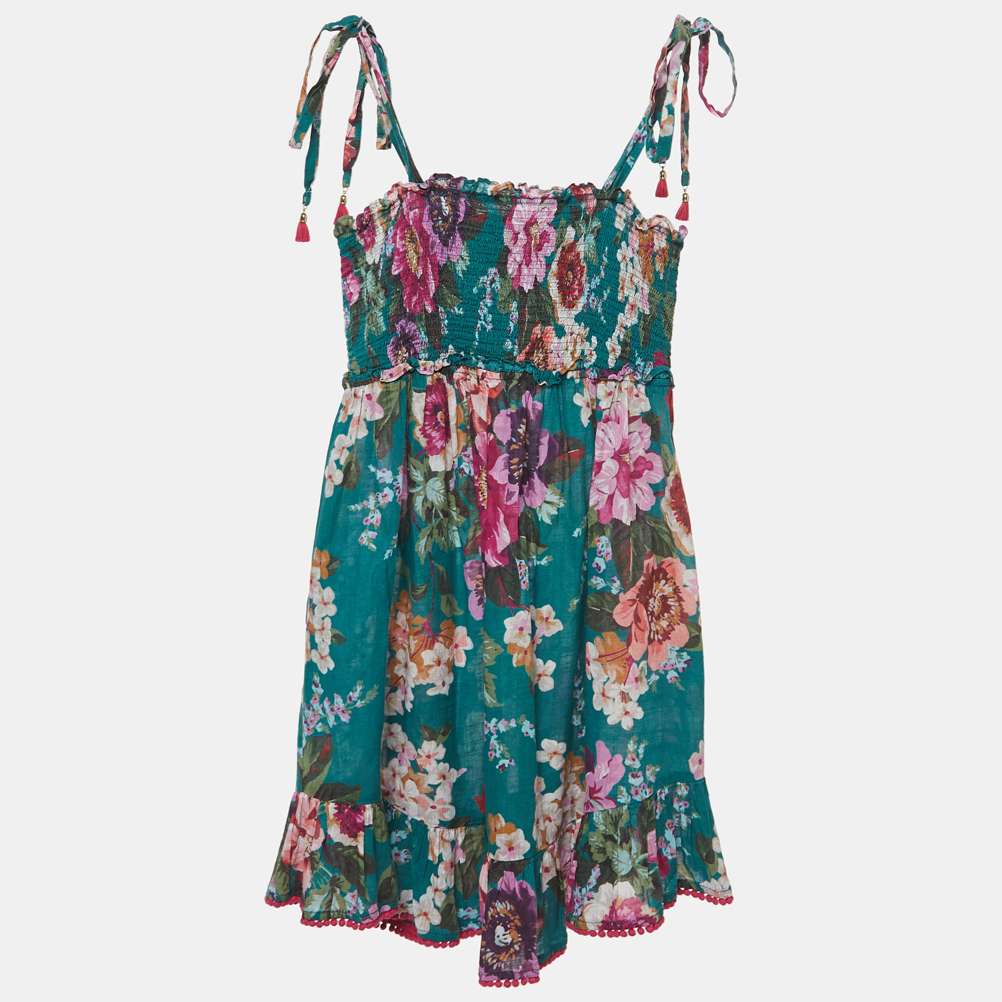Zimmermann GreenMulticolor Floral Printed Cotton Dress Yrs