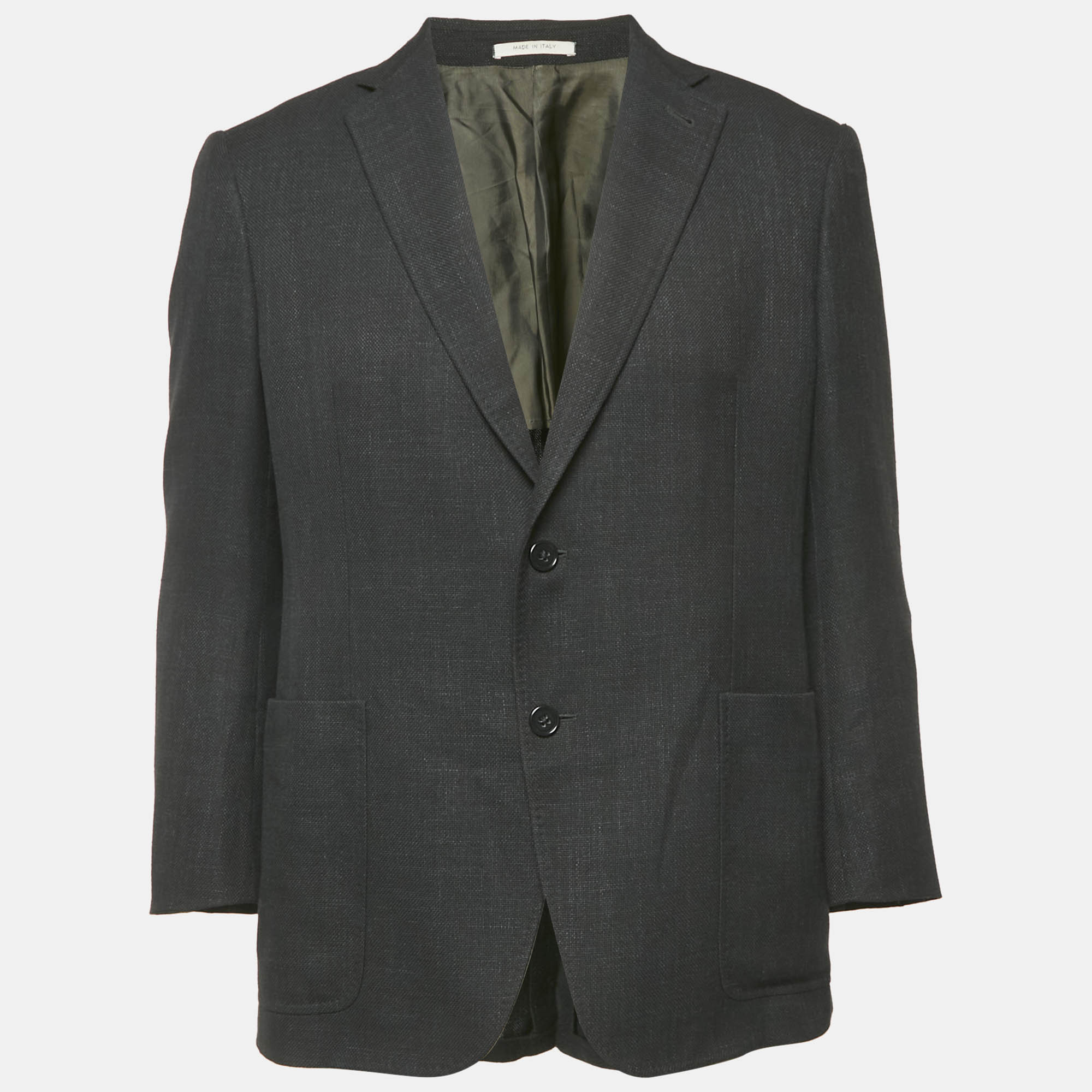 Armani Collezioni Black Linen Blend Sartorial Deco Blazer