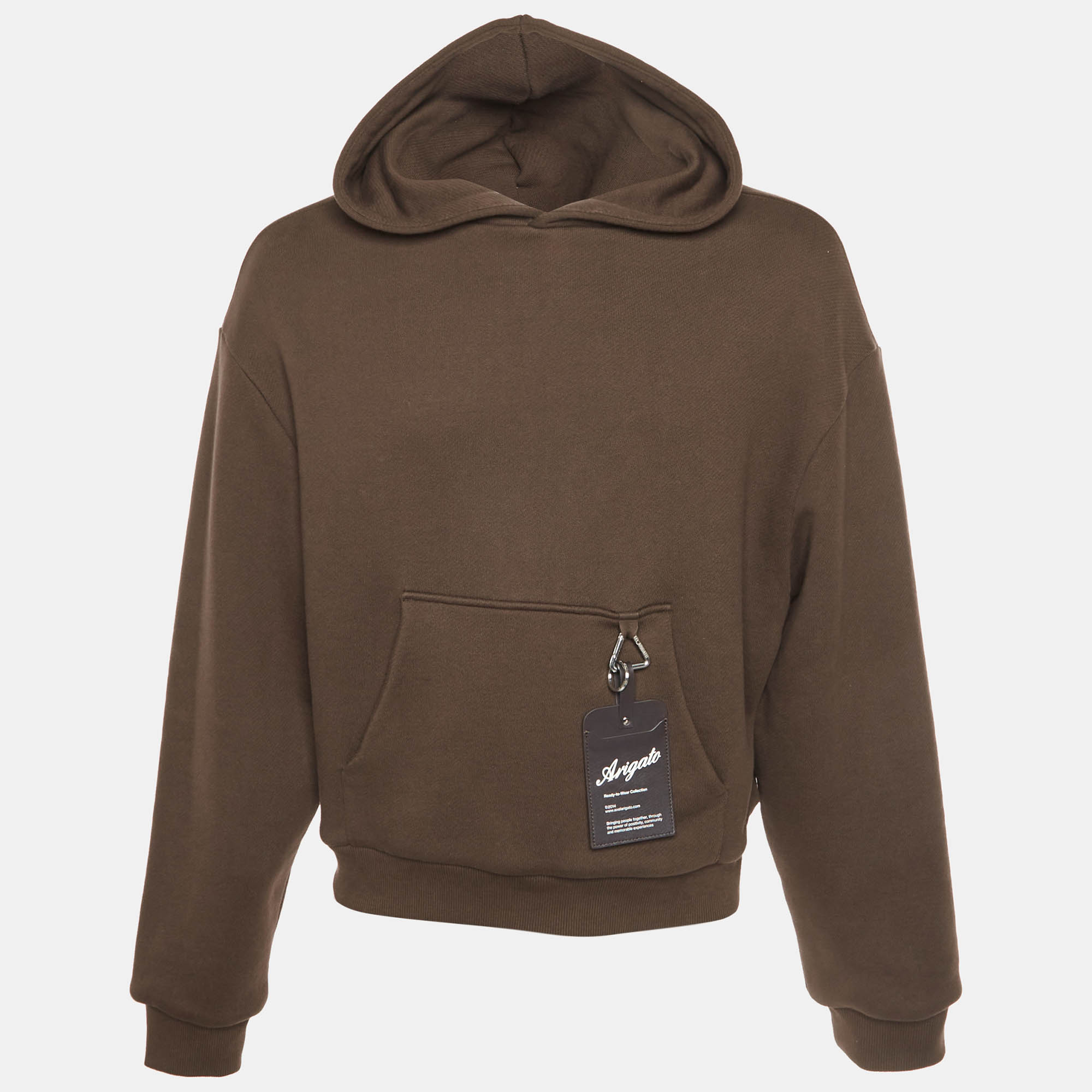 Axel Arigato Brown Logo Embroidered Cotton Knit Title Hoodie