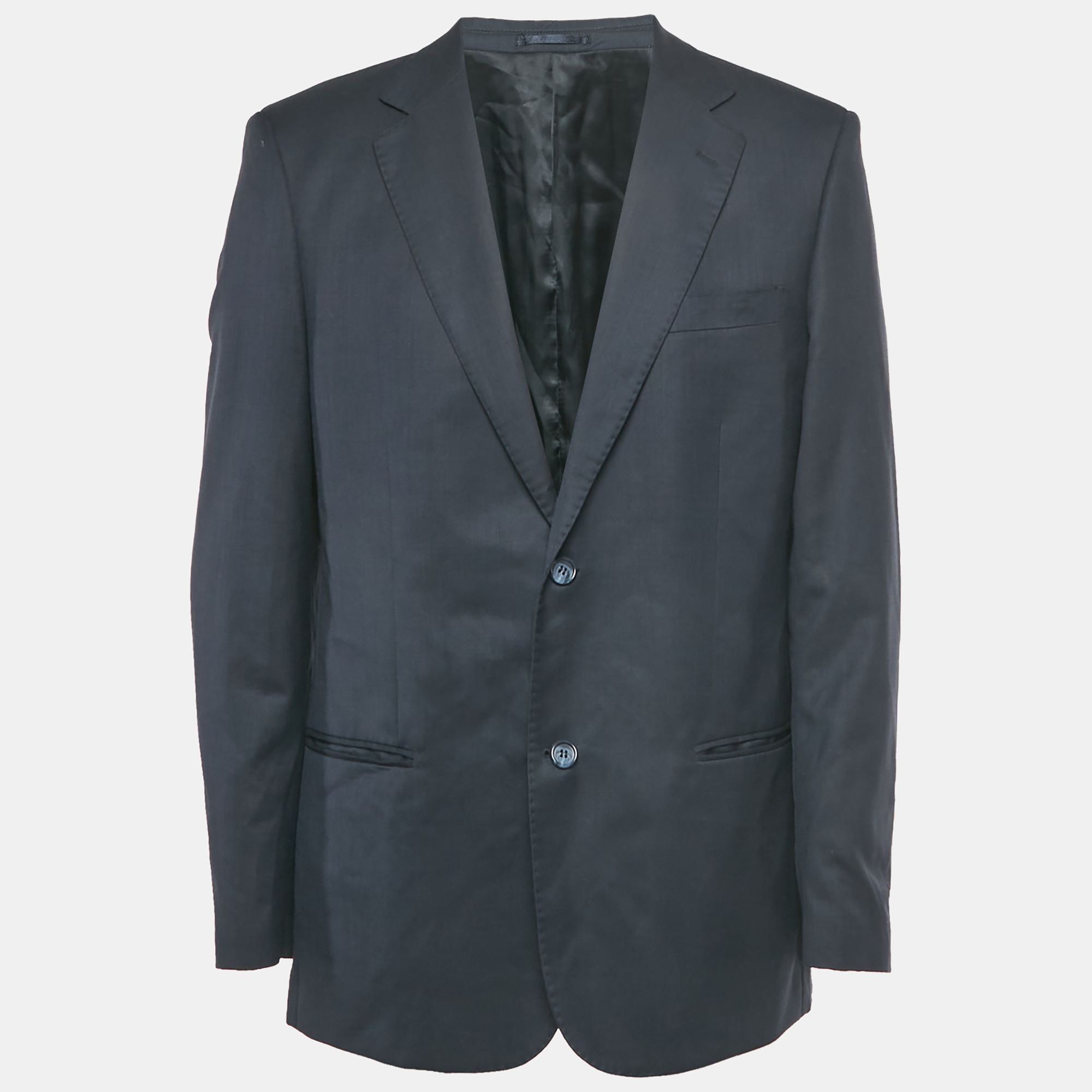 Balmain Navy Blue Wool Blend Single Breasted Blazer