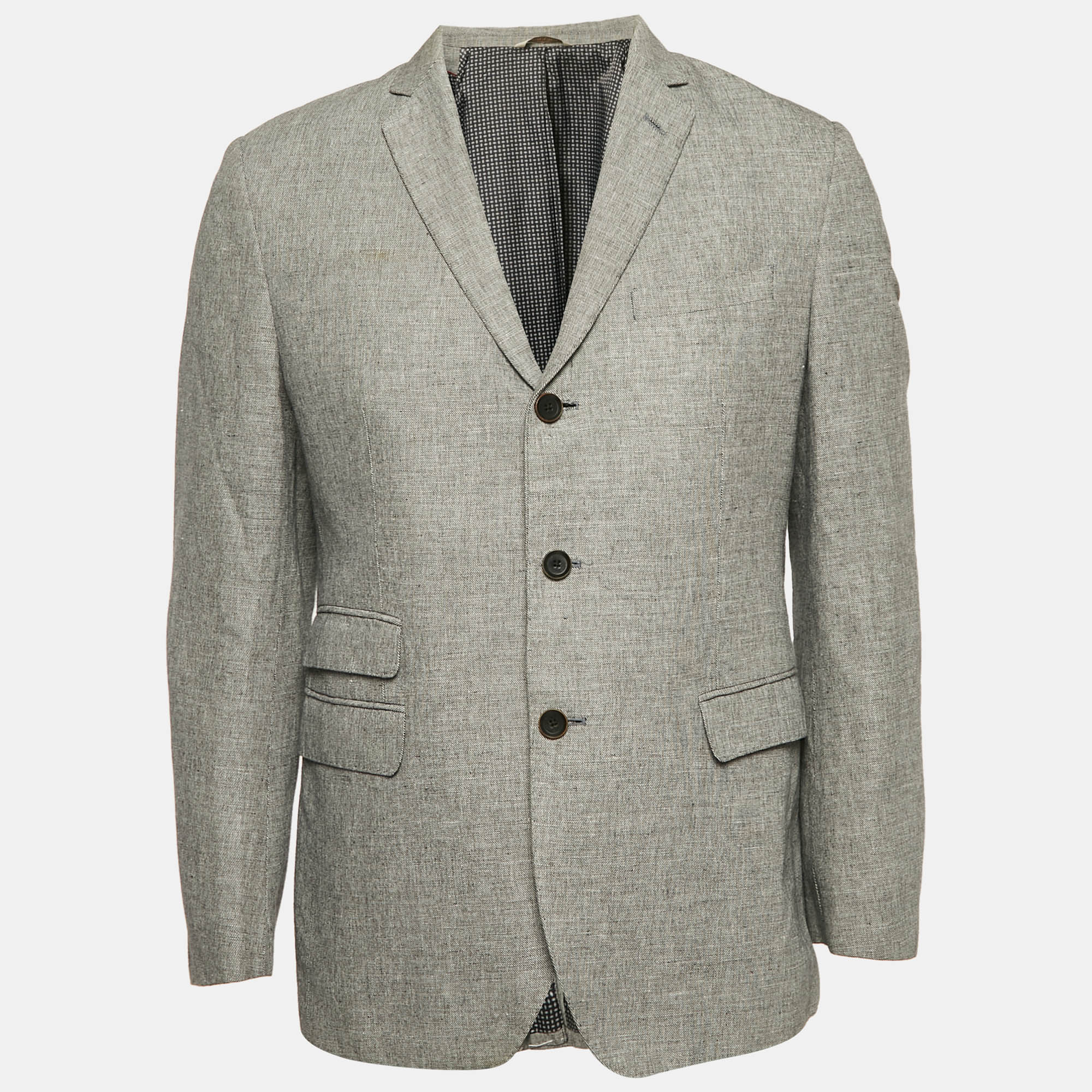 Banana Republic Heritage Grey Button Front Slim Fit Blazer
