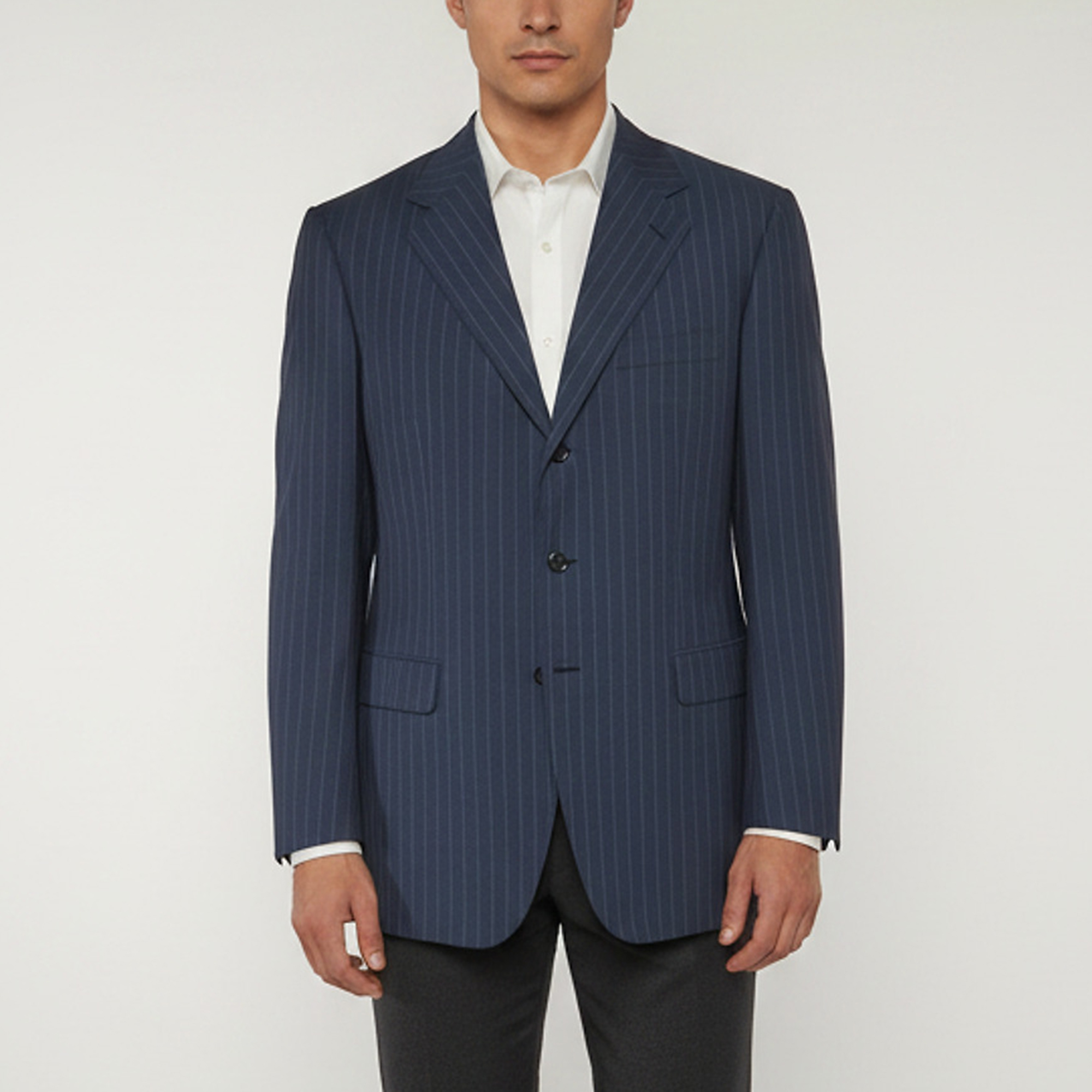 Brioni Blue Pinstripe Wool Blend Senato Single Breasted Blazer