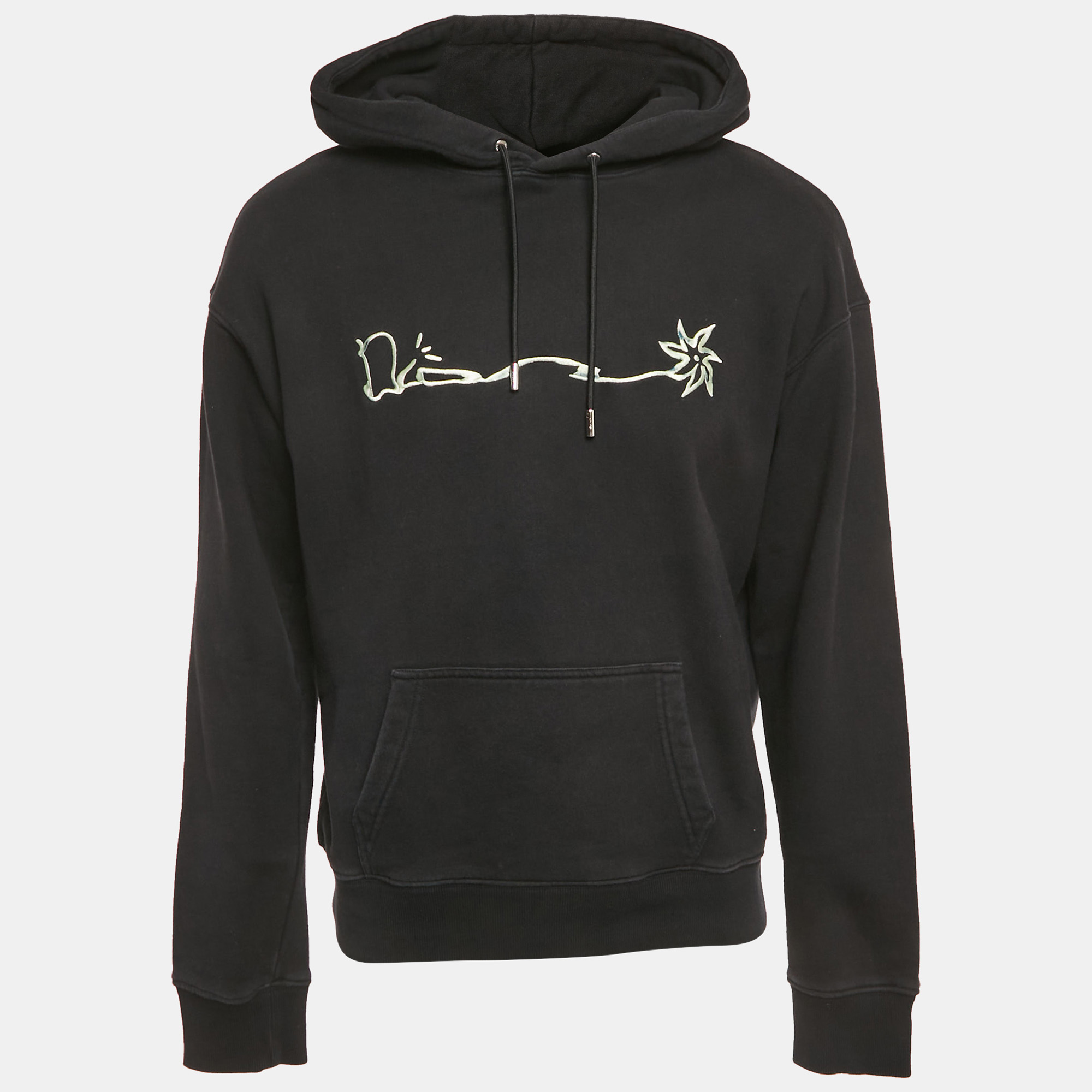 Dior Homme Black Embroidered Cotton Hoodie