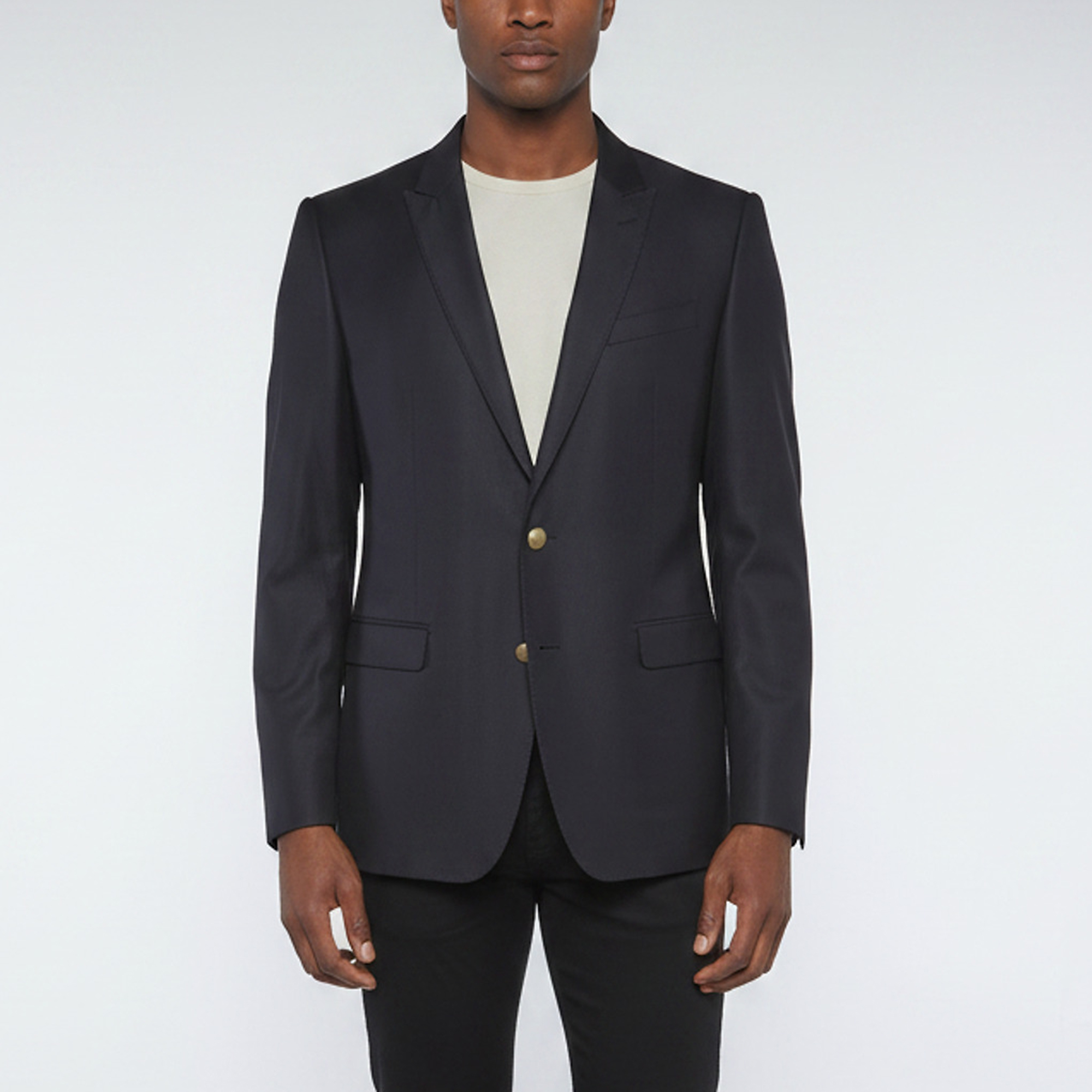 Dolce & Gabbana Navy Blue Silk Blend Blazer