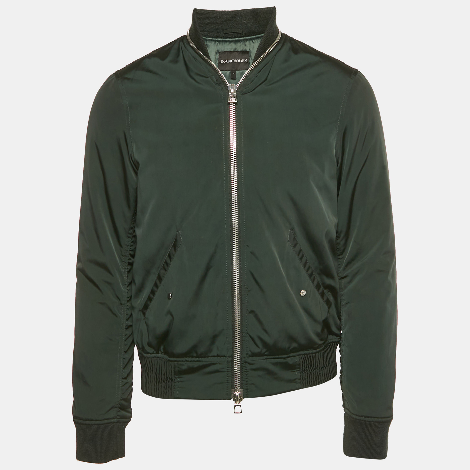 Emporio Armani Green Synthetic Bomber Jacket