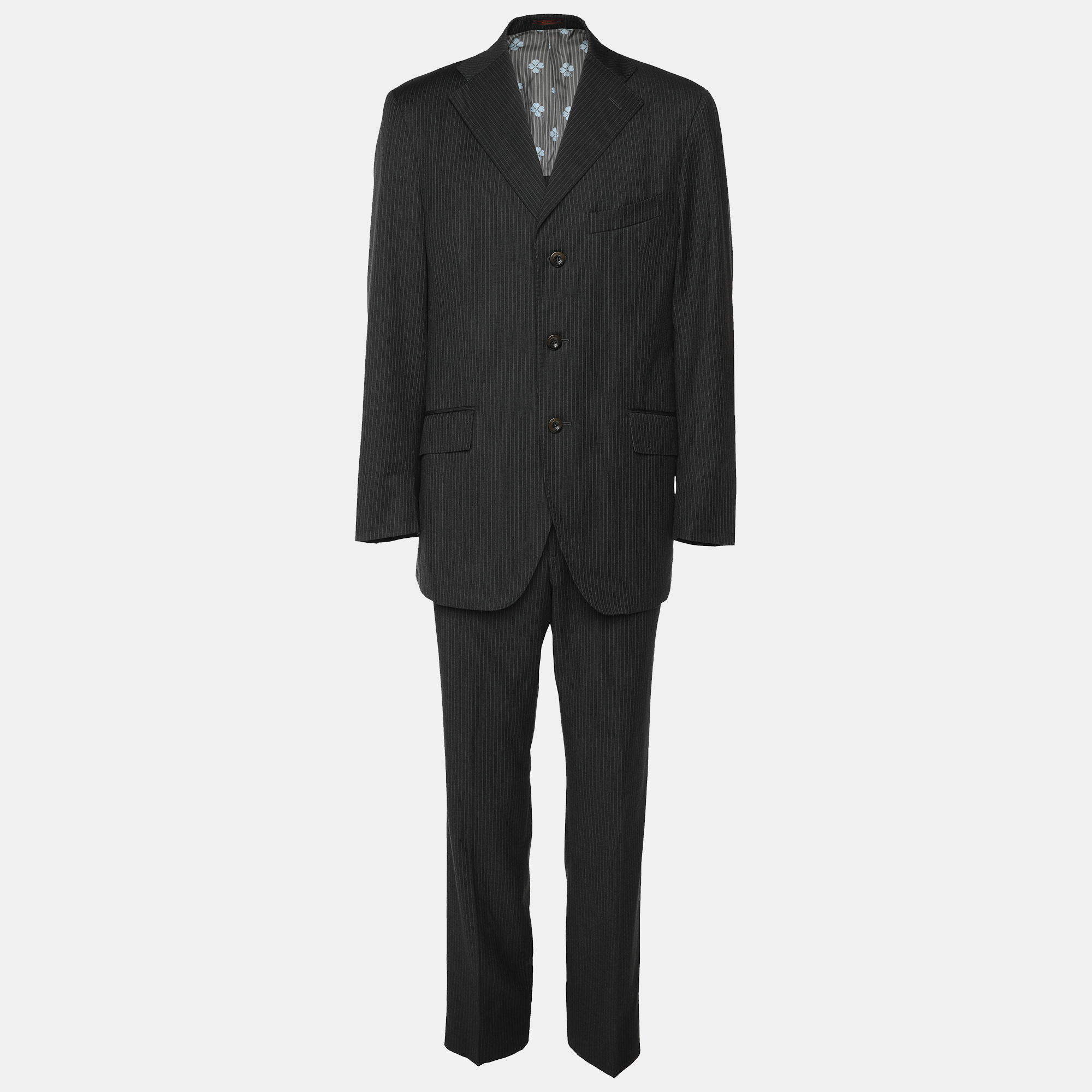 Etro Dark Grey Wool Single Breasted Blazer & Straight Leg Pant Set