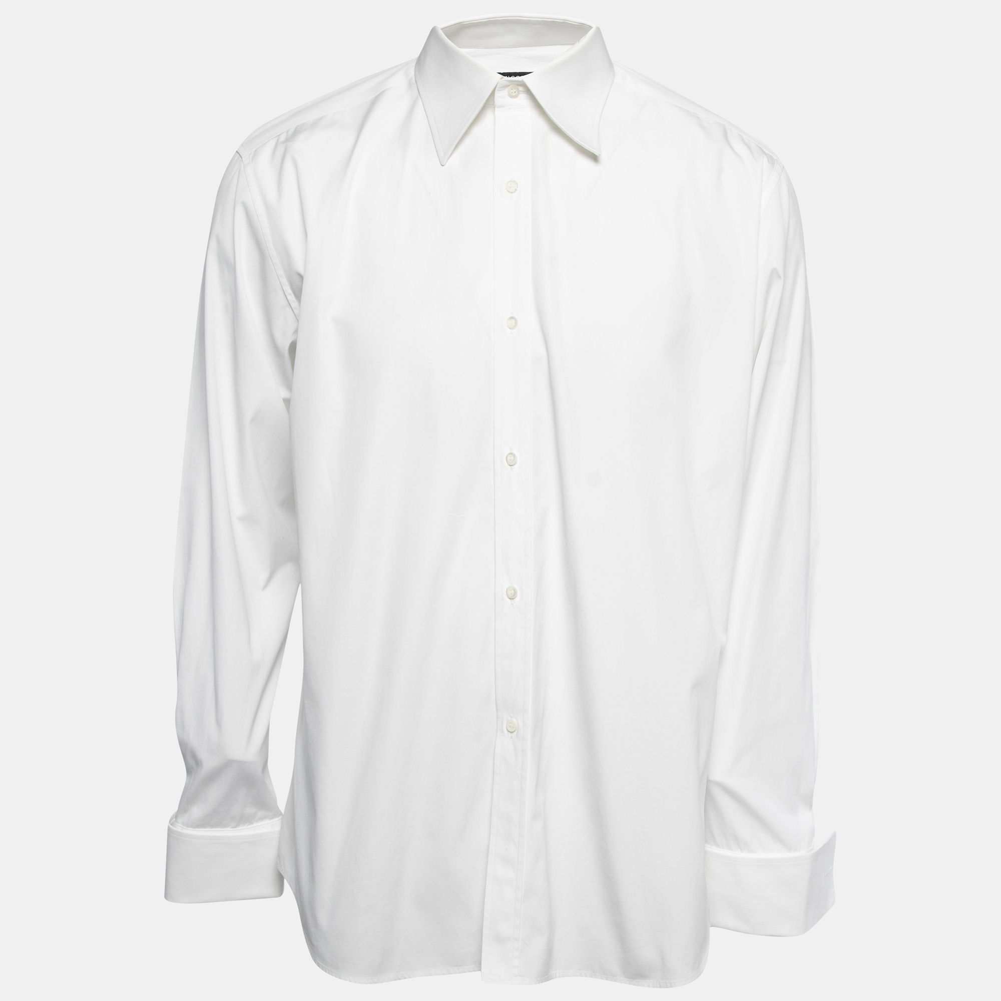 Gucci White Cotton Button Front Dress Shirt