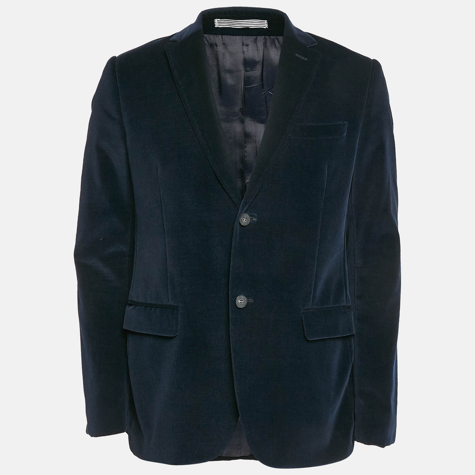 Kenzo Navy Blue Velvet Single Breasted Blazer