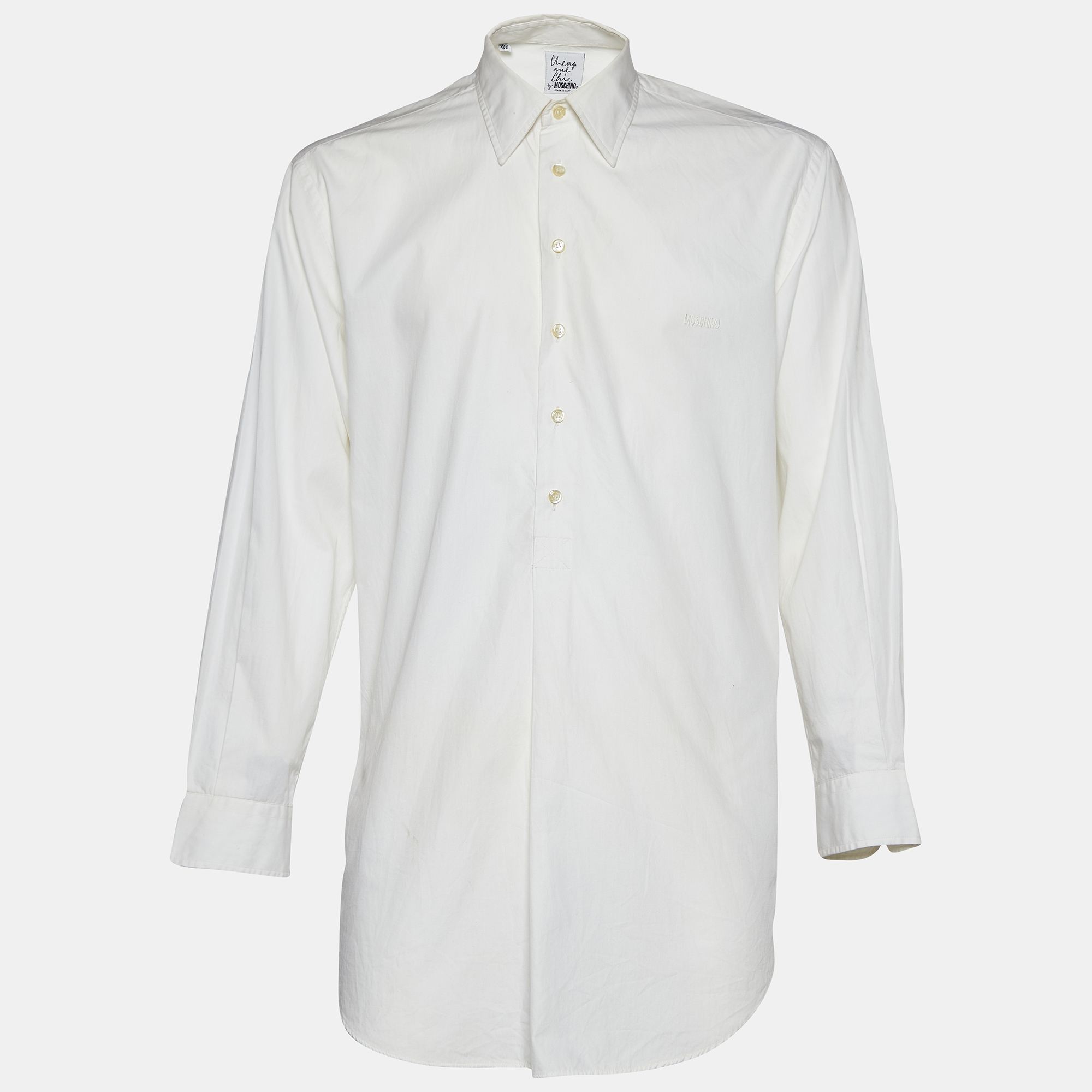 Moschino Cheap and Chic White Cotton Half Placket Dress Shirt