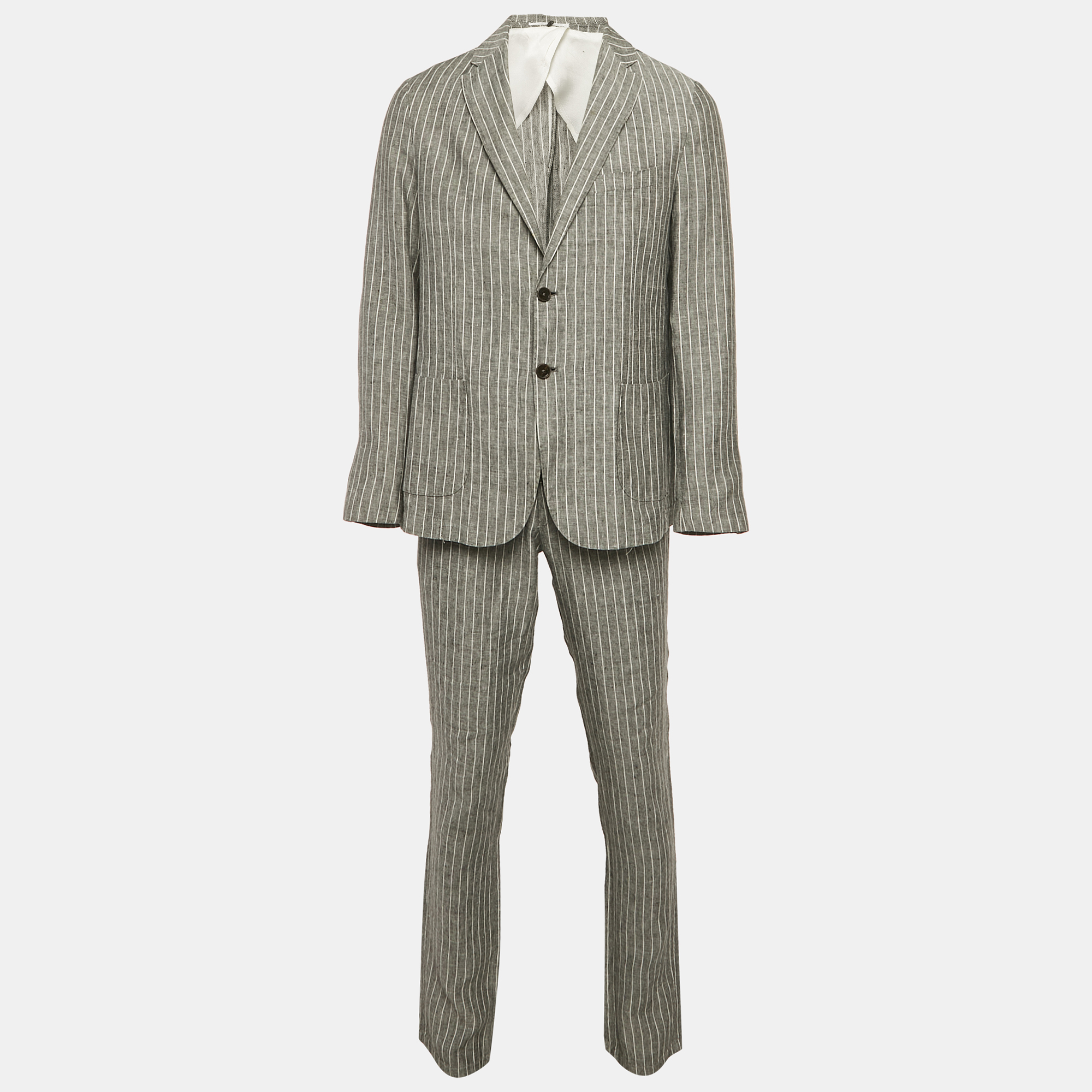 Ricci Di Florence Grey Pin Stripe Linen Blazer Suit