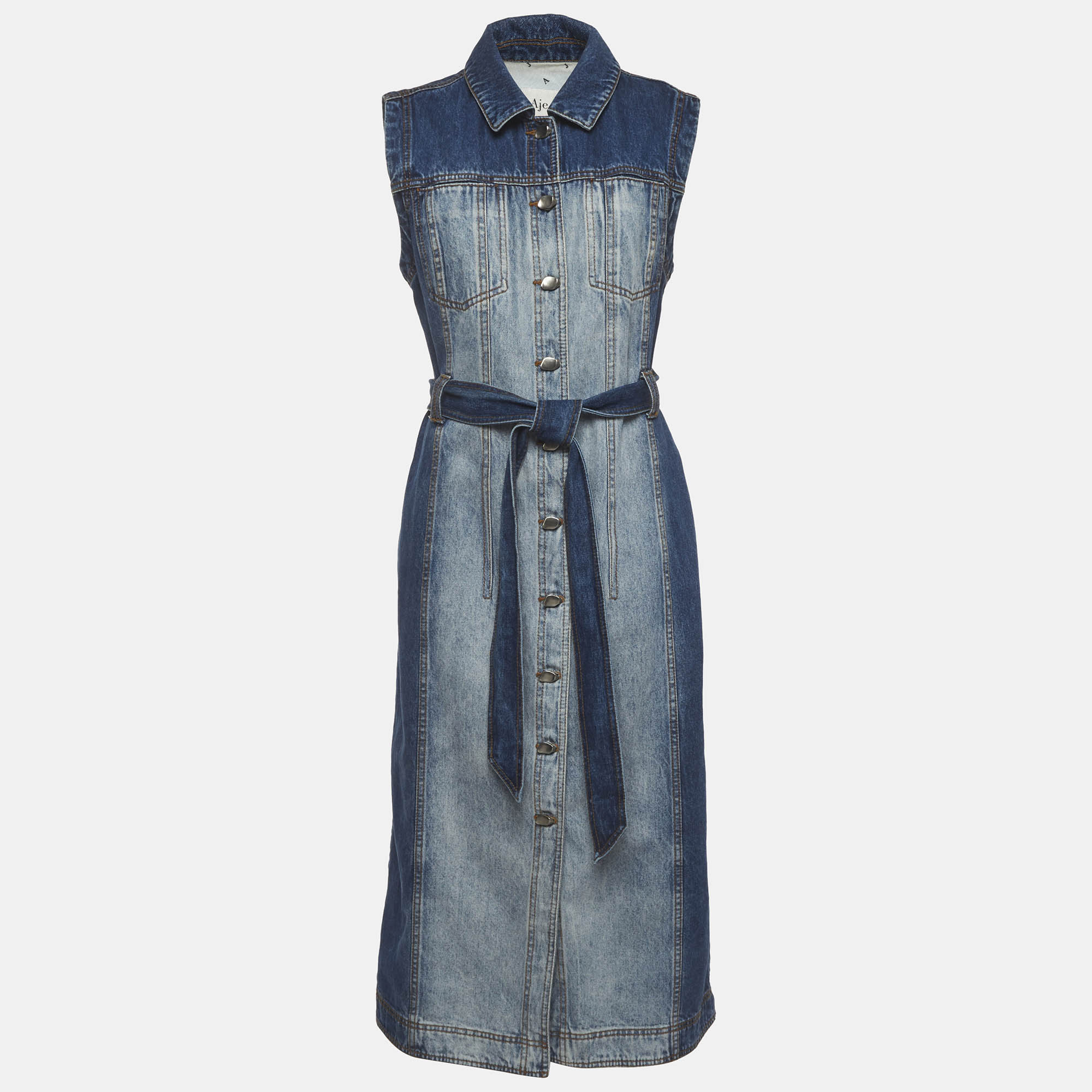 Aje Blue Denim Sleeveless Long Darcie Dress