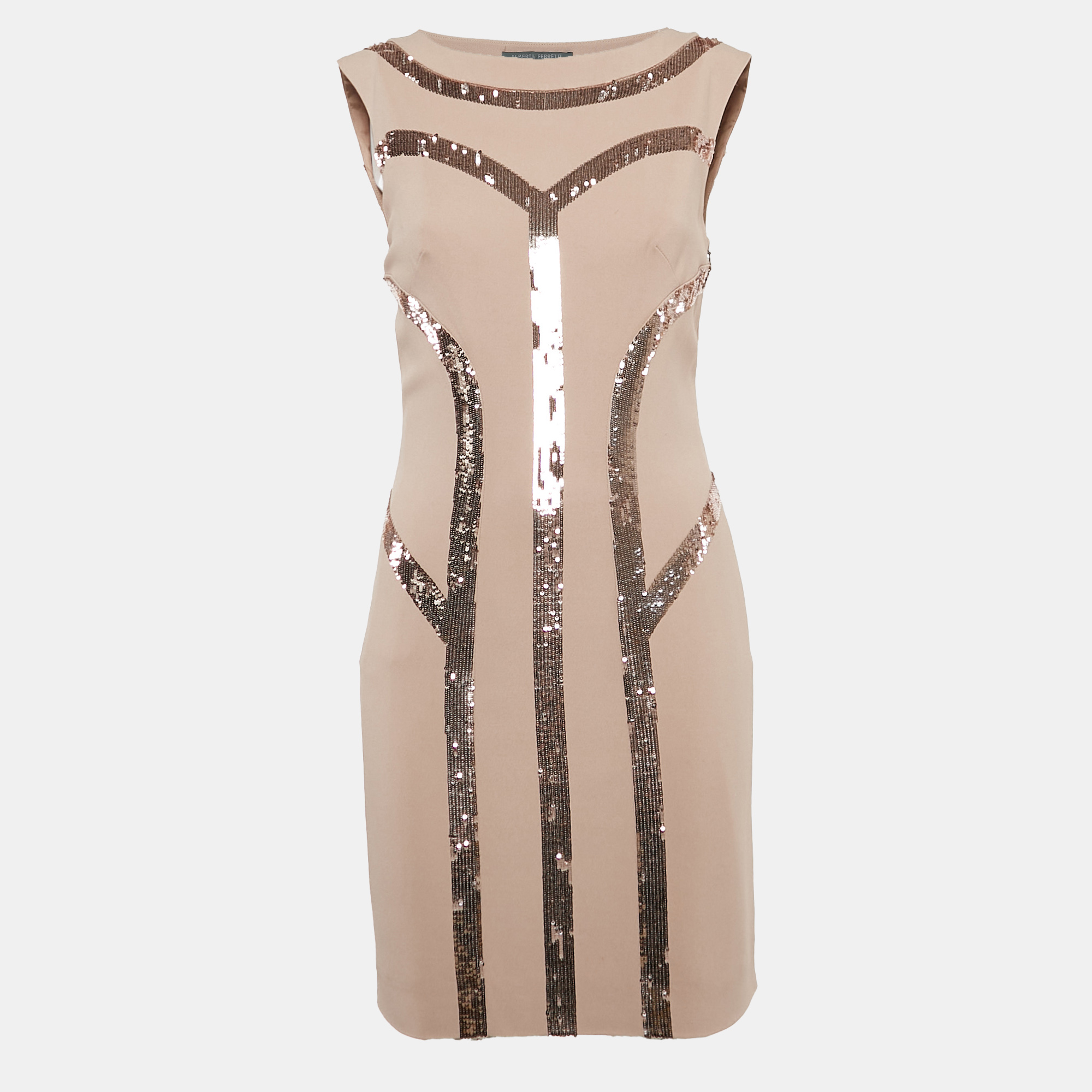 Alberta Ferretti Pink Embellished Crepe Sleeveless Mini Dress