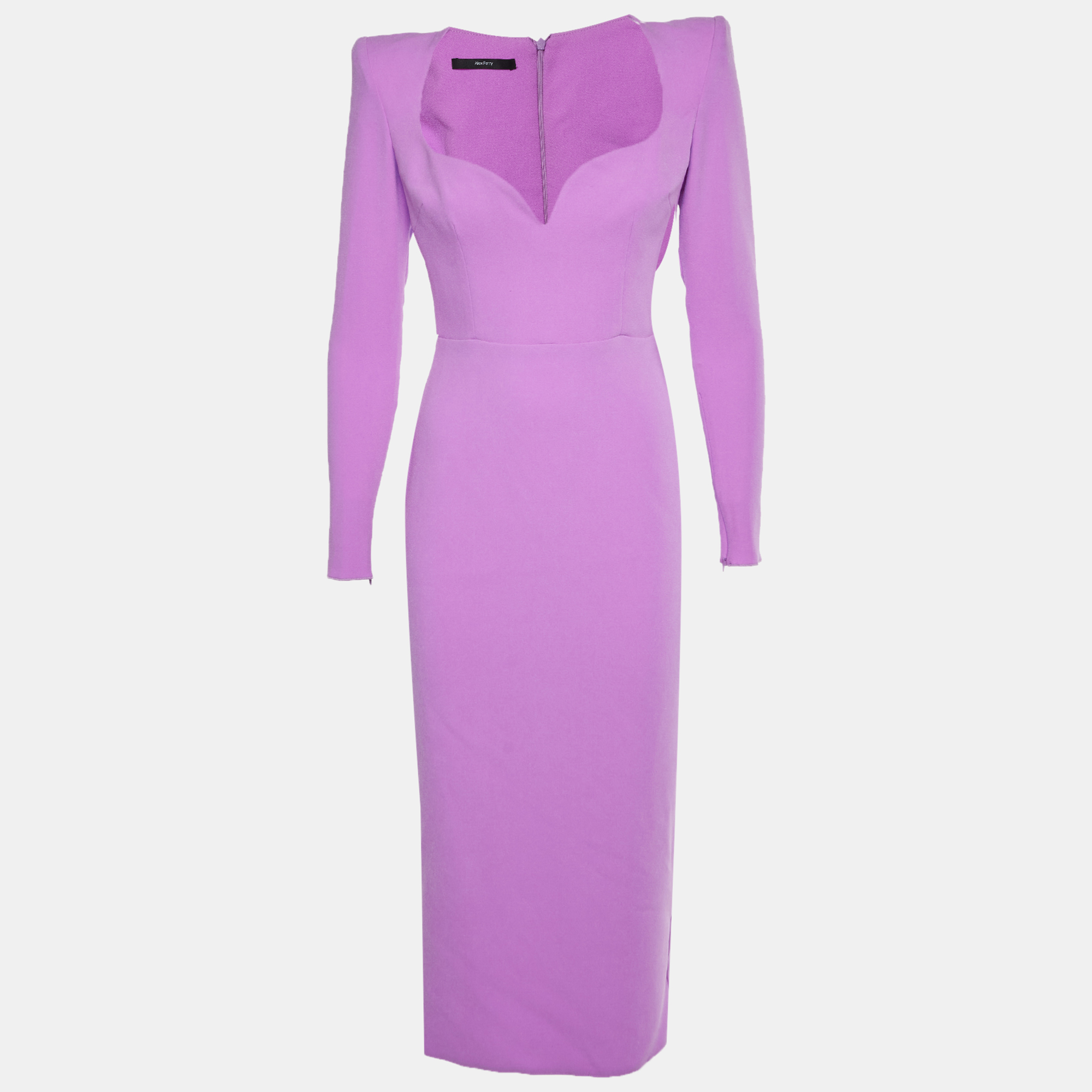 Alex Perry Purple Crepe Maren Curved Midi Dress