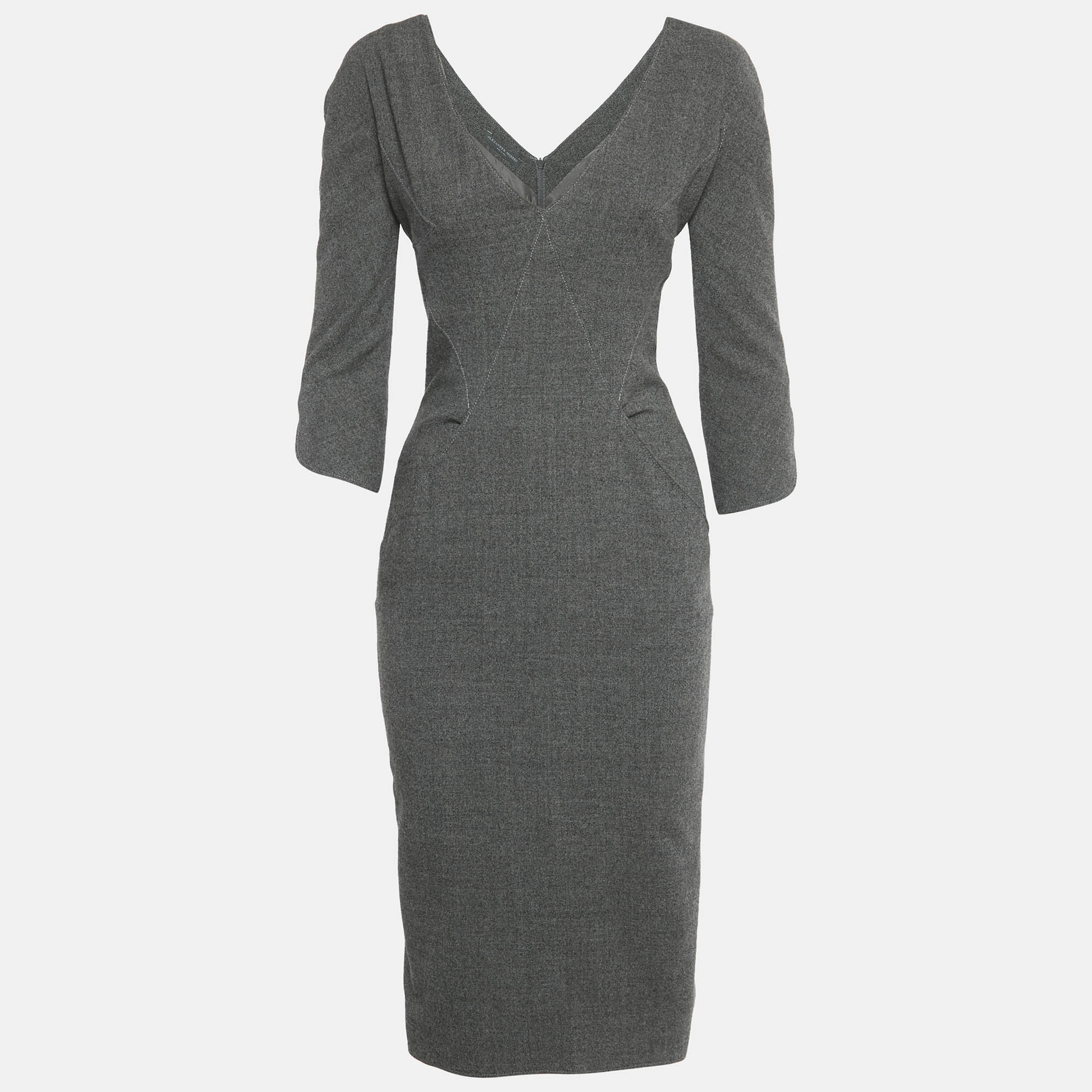 Alexander McQueen Grey Wool Mini Dress