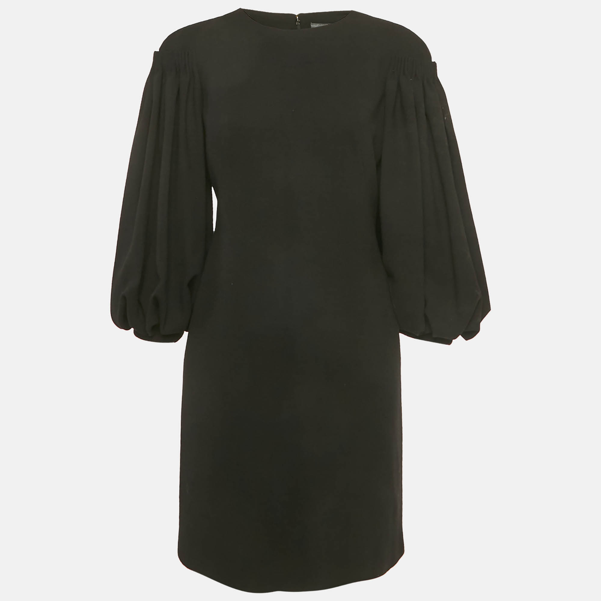 Alexander McQueen Black Wool Crepe Puff Sleeve Mini Dress