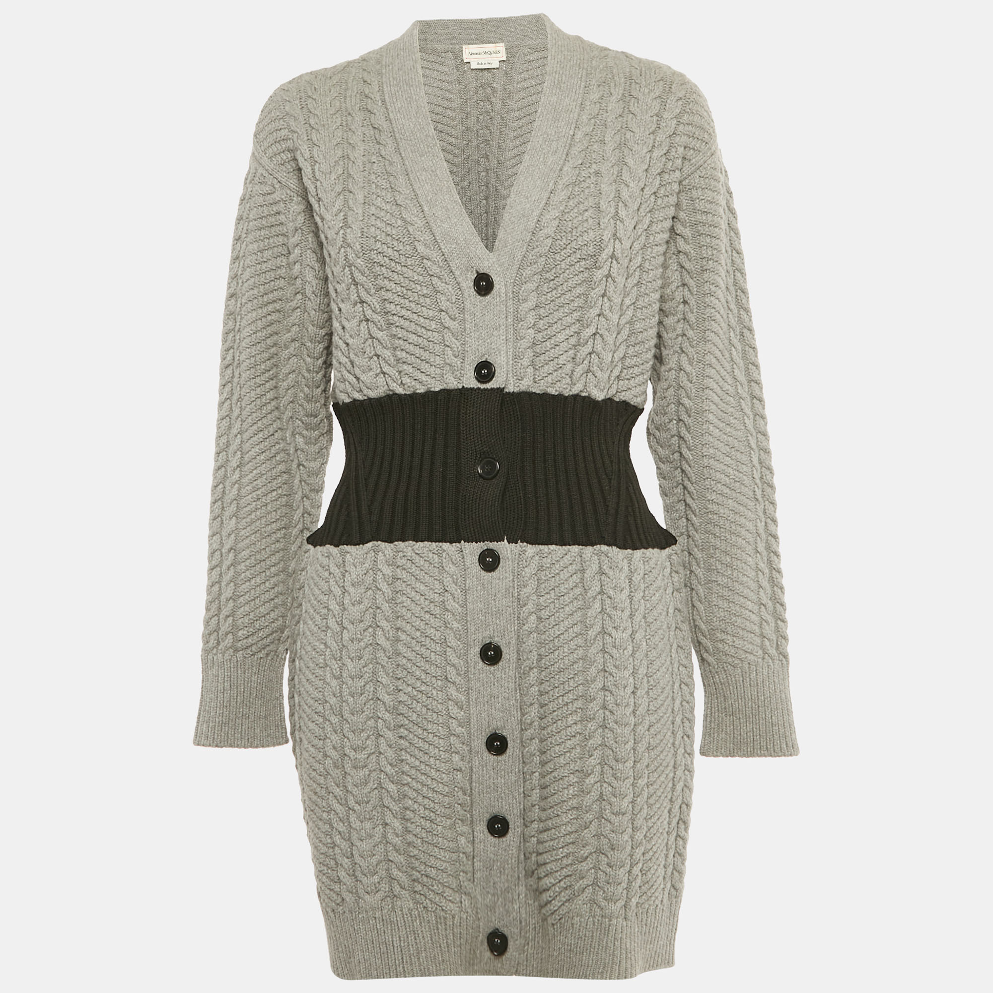 Alexander McQueen Grey Cashmere Knit Mini Dress