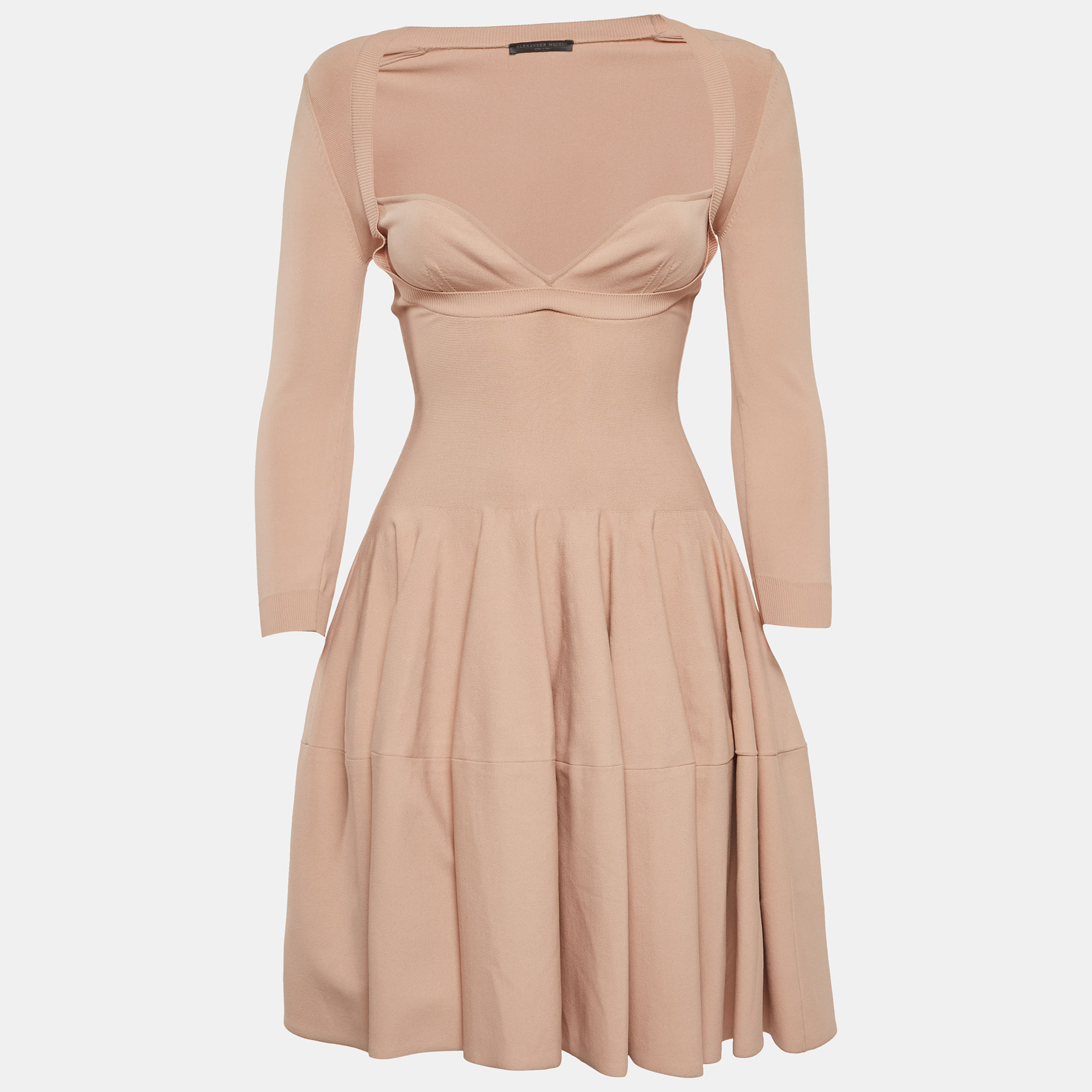 Alexander McQueen Pink Jersey Knit Flared Mini Dress