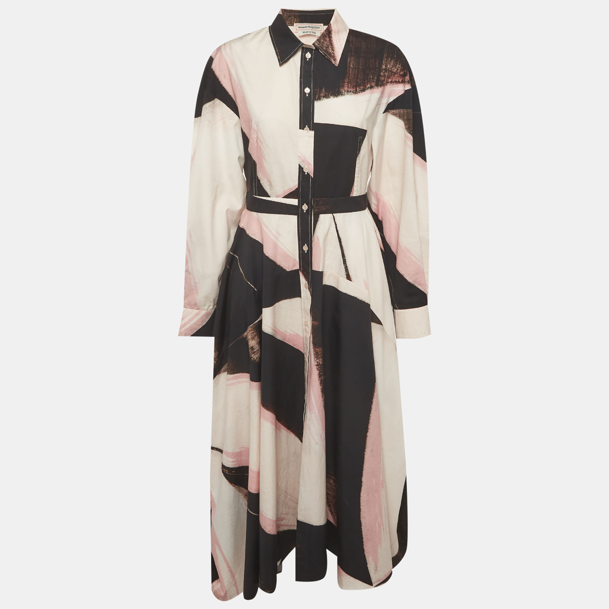 Alexander McQueen Multicolour Abstract Print Cotton Shirt Dress