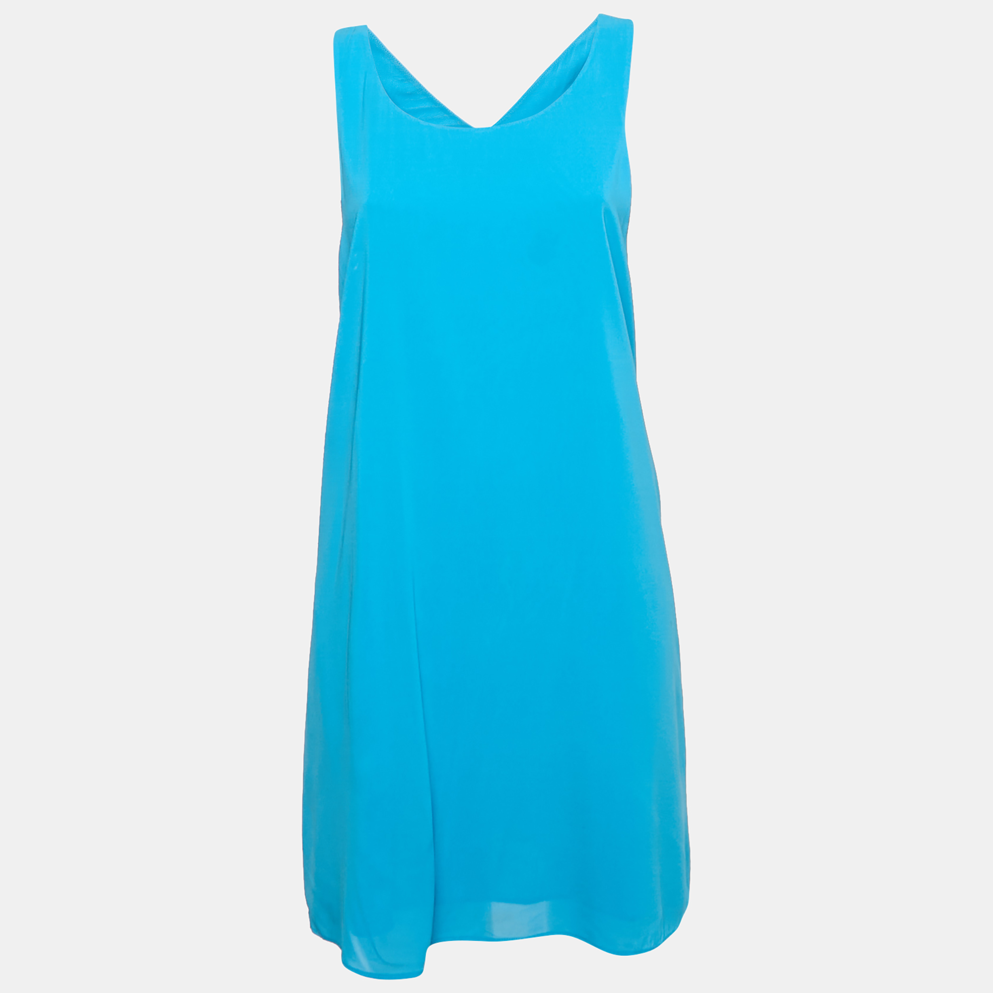 Alice + Olivia Blue Crepe Sleeveless Mini Dress