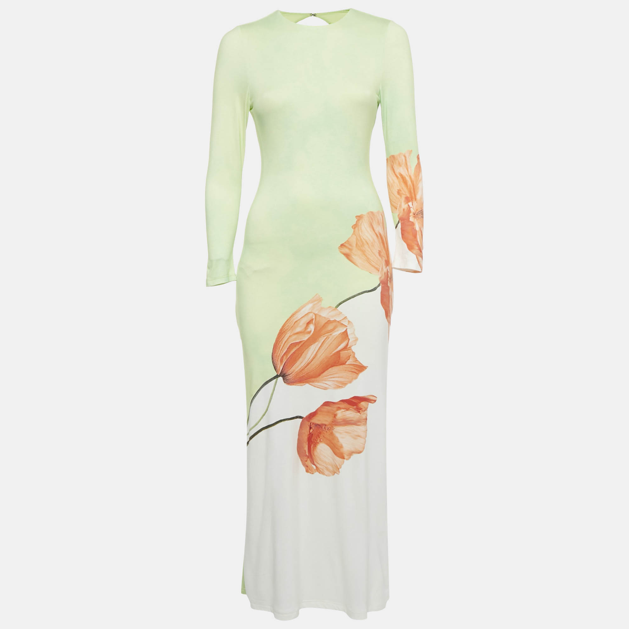 Alice + Olivia Green Floral Print Jersey Delora Maxi Dress