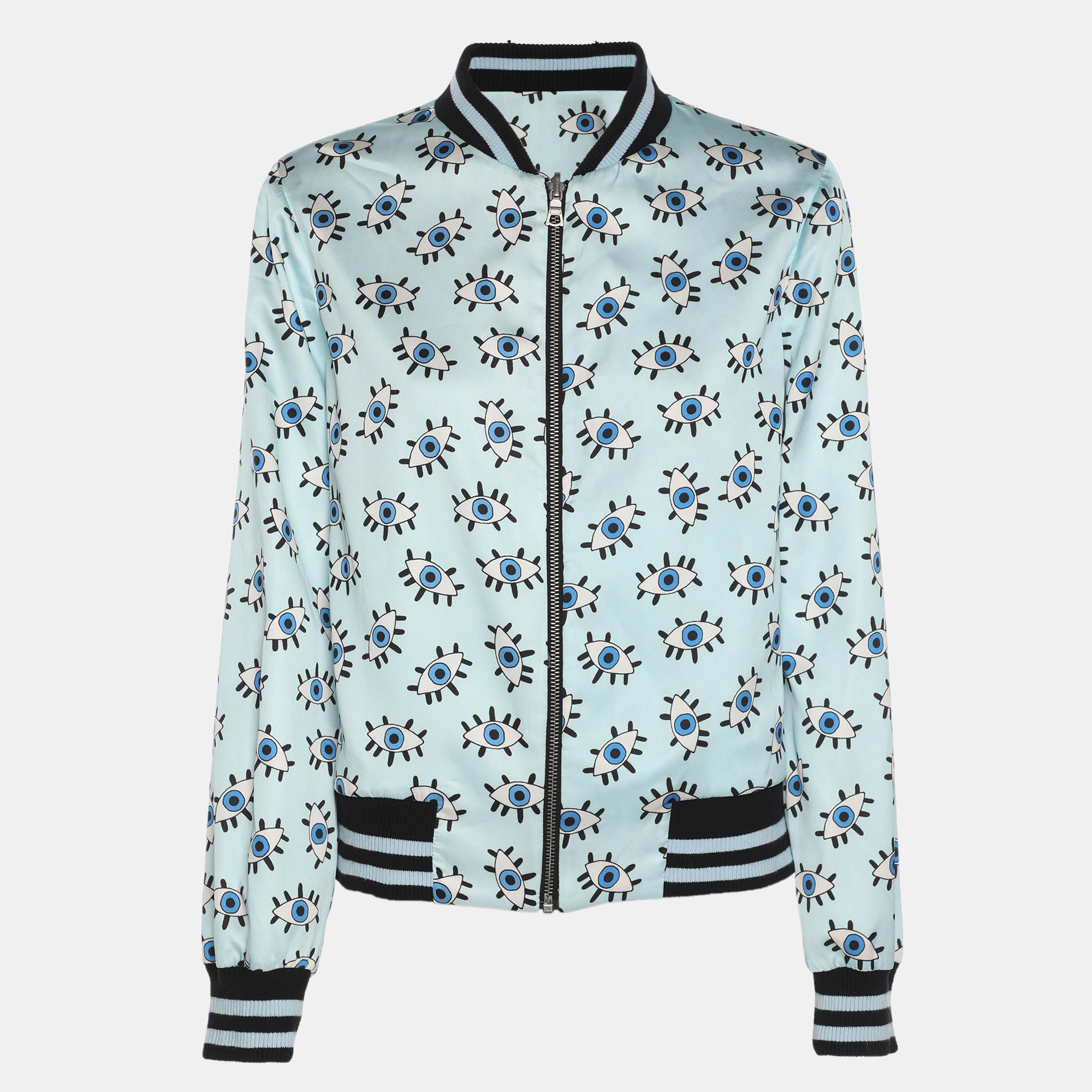 Alice + Olivia Multicolor Printed Nylon Lonnie Reversible Bomber Jacket