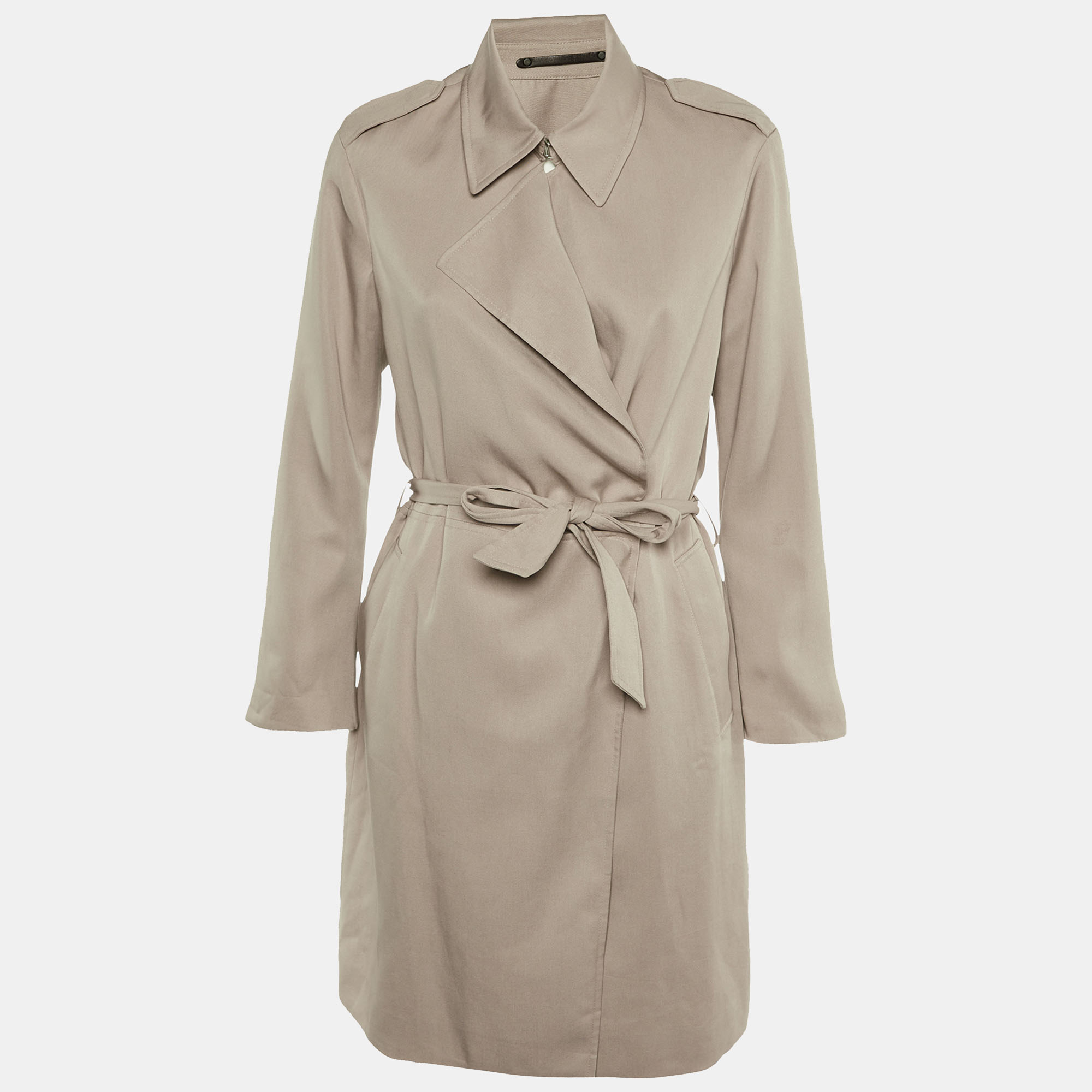 All Saints Beige Linen Belted Coat