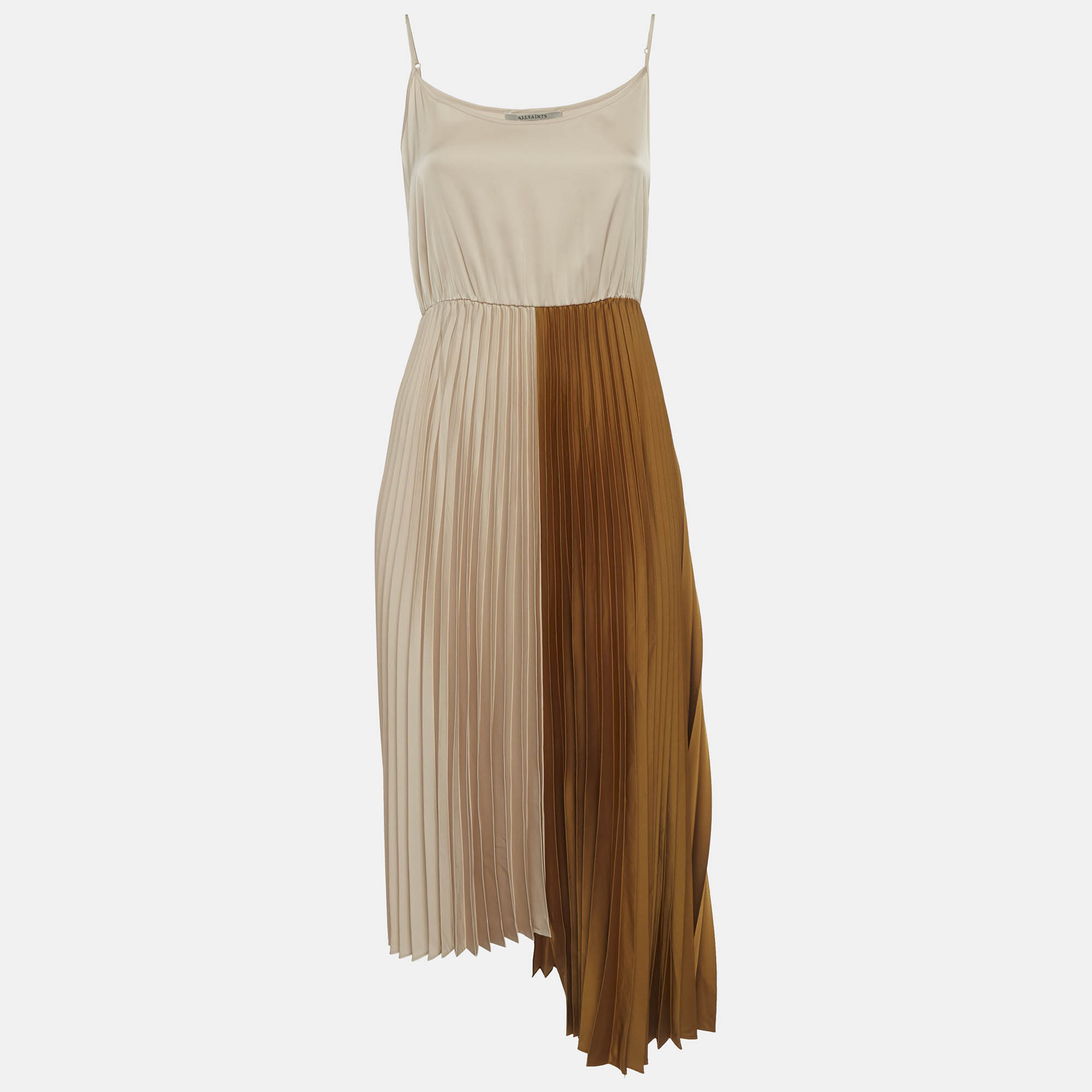 All Saints BeigeGold Satin Asymmetric Jessie -in- Dress