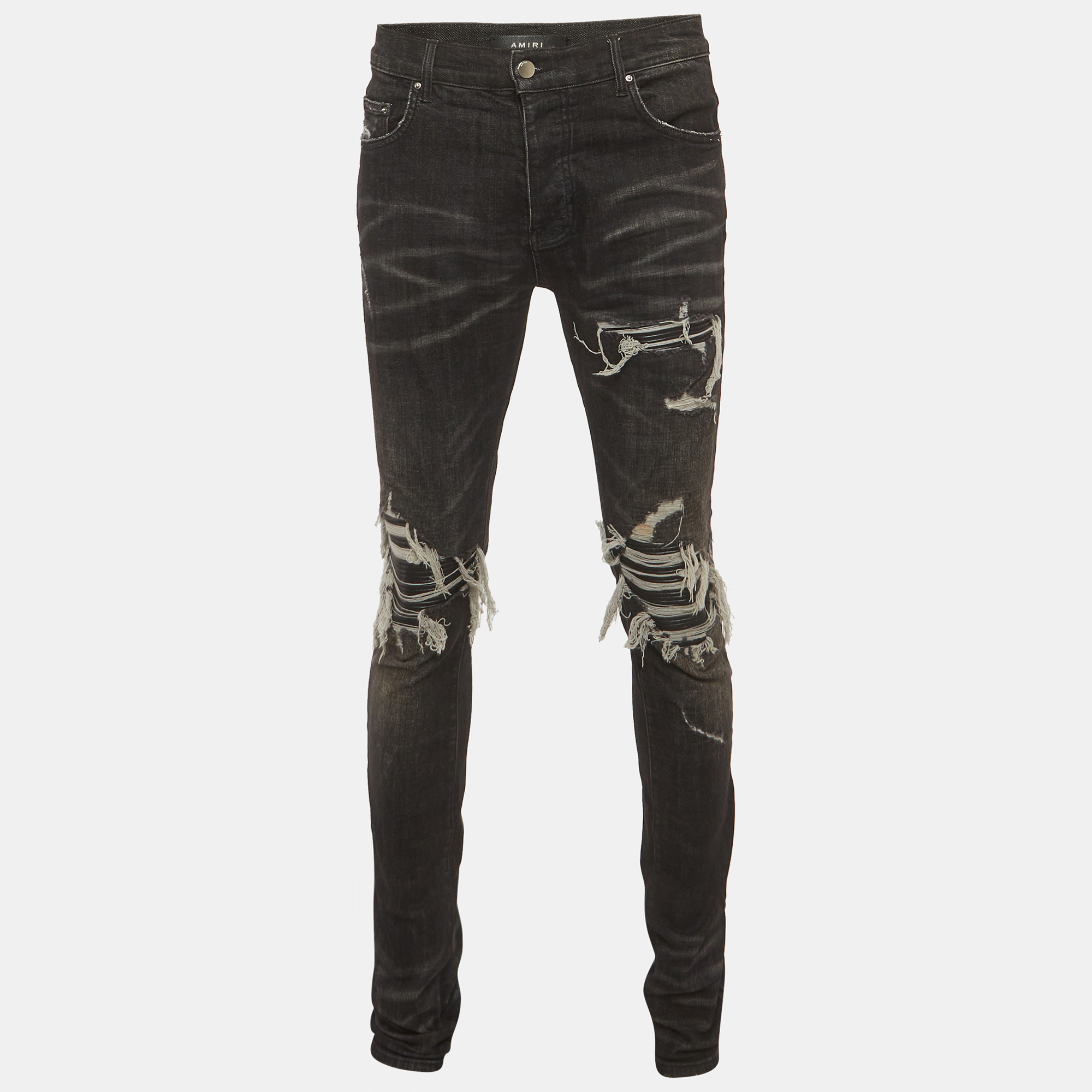 Amiri Black Denim Distressed Skirt Jeans MWaist "