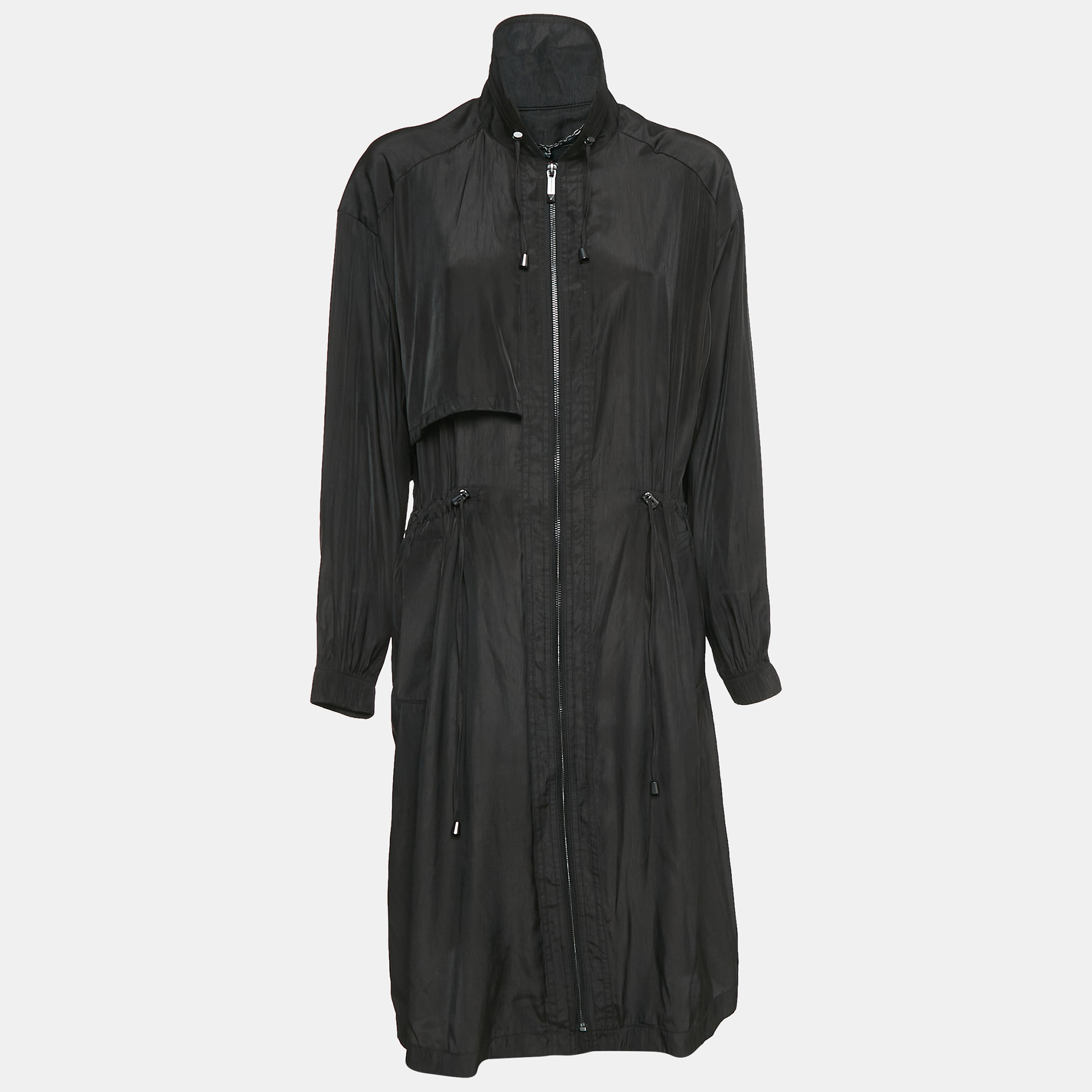 BCBMAXAZRIA Black Crepe Zip-Up Midi Dress