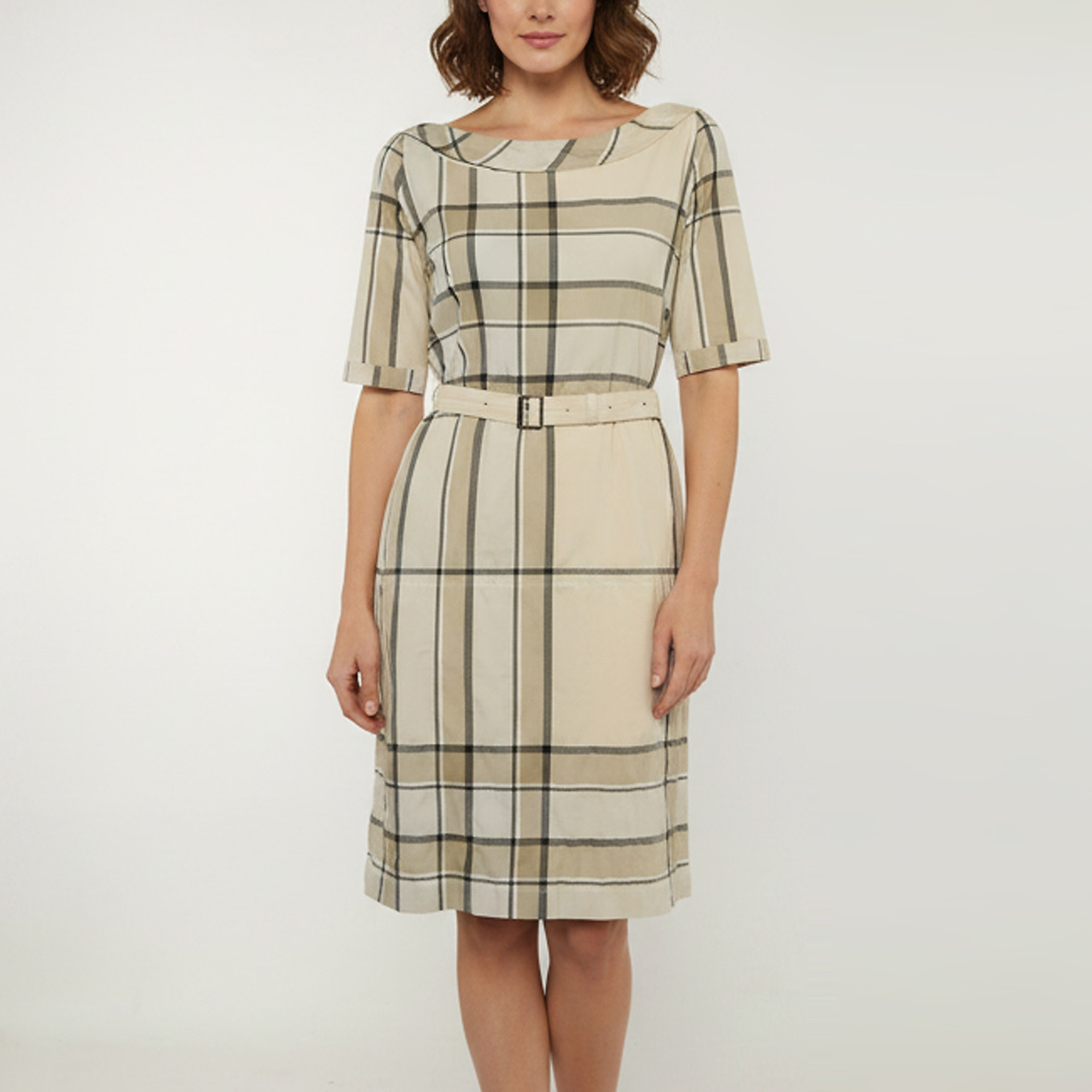 Burberry Brit Beige Checkered Pattern Cotton Mischa Dress