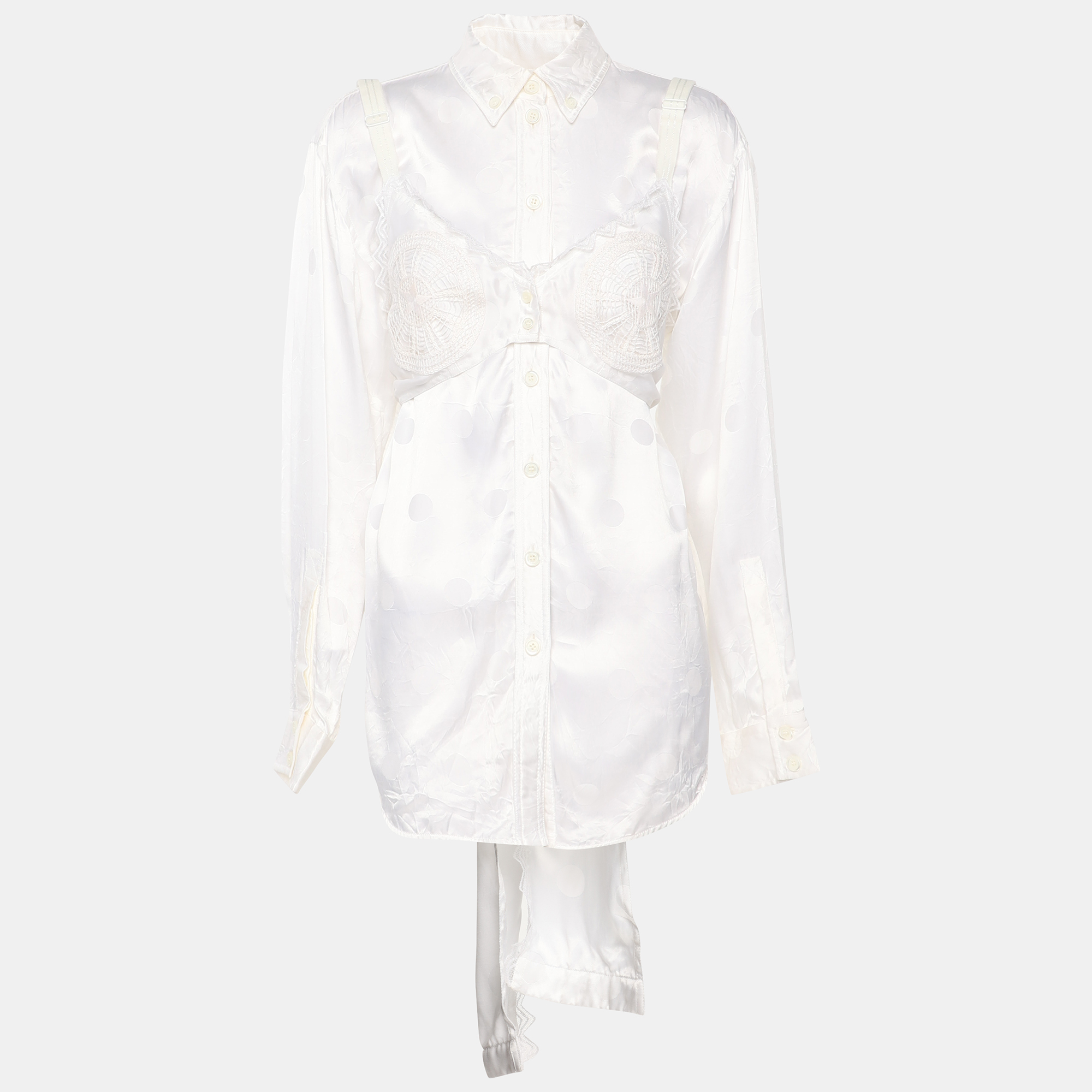 Burberry Optic White Satin and Lace Blouse
