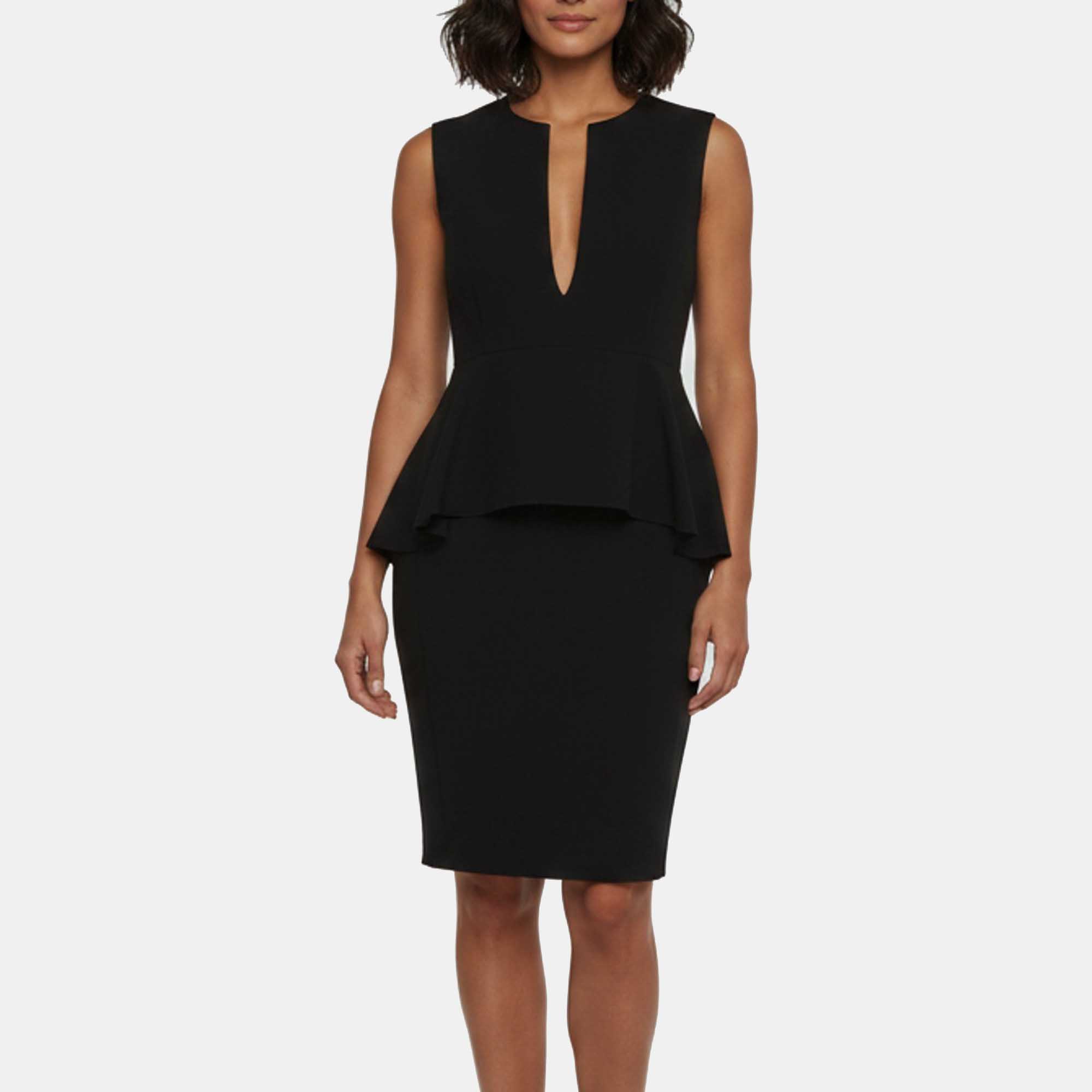 Celine Black Crepe Mini Peplum Dress