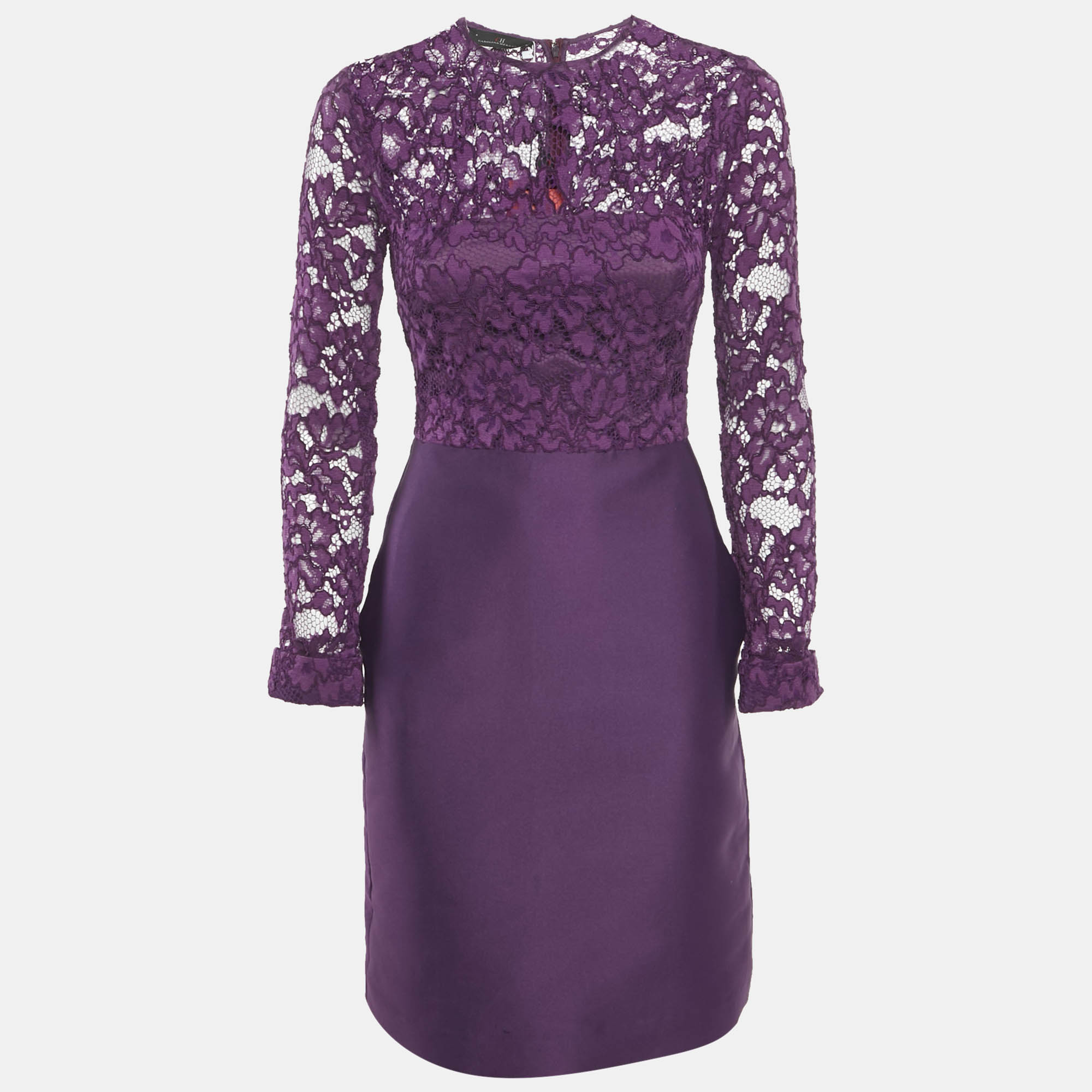 CH Carolina Herrera Purple Lace and Satin Short Dress