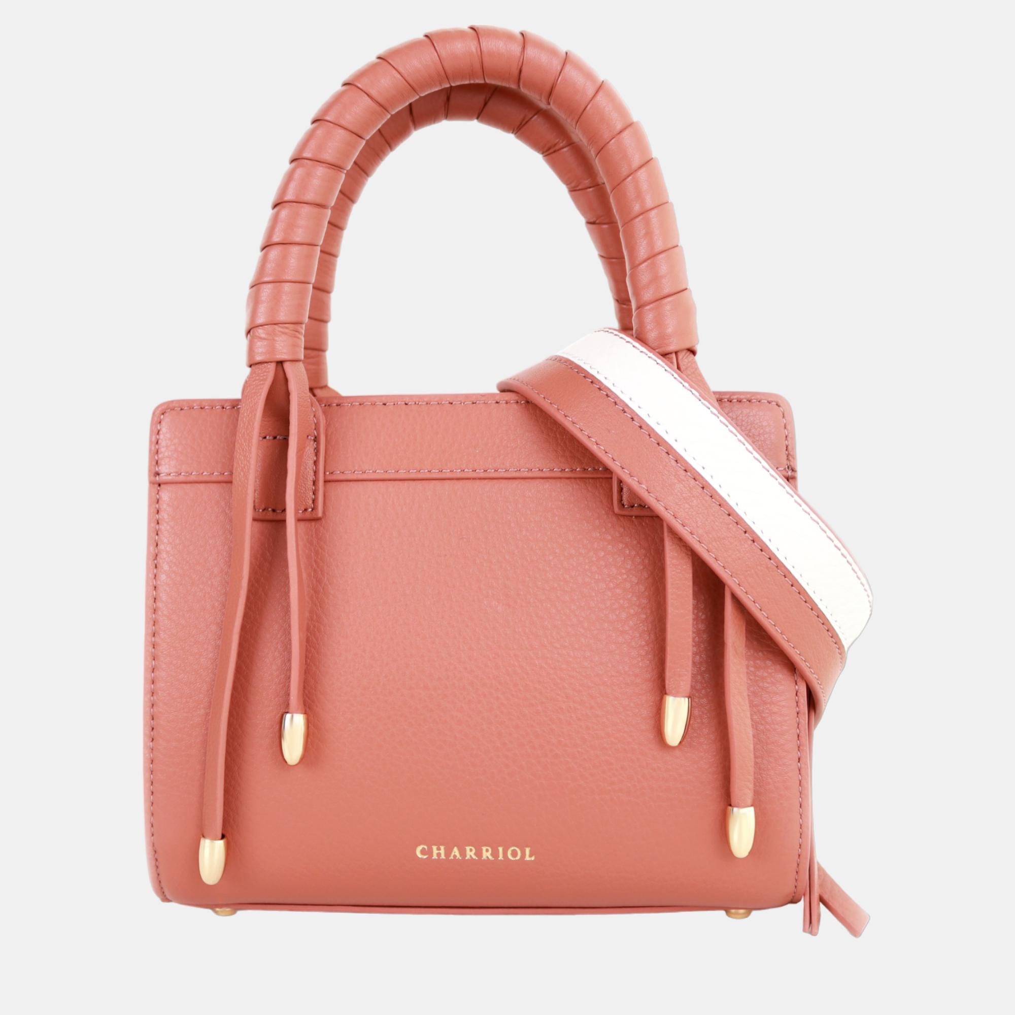 Charriol Light BrownOff White Leather Forever Handbag