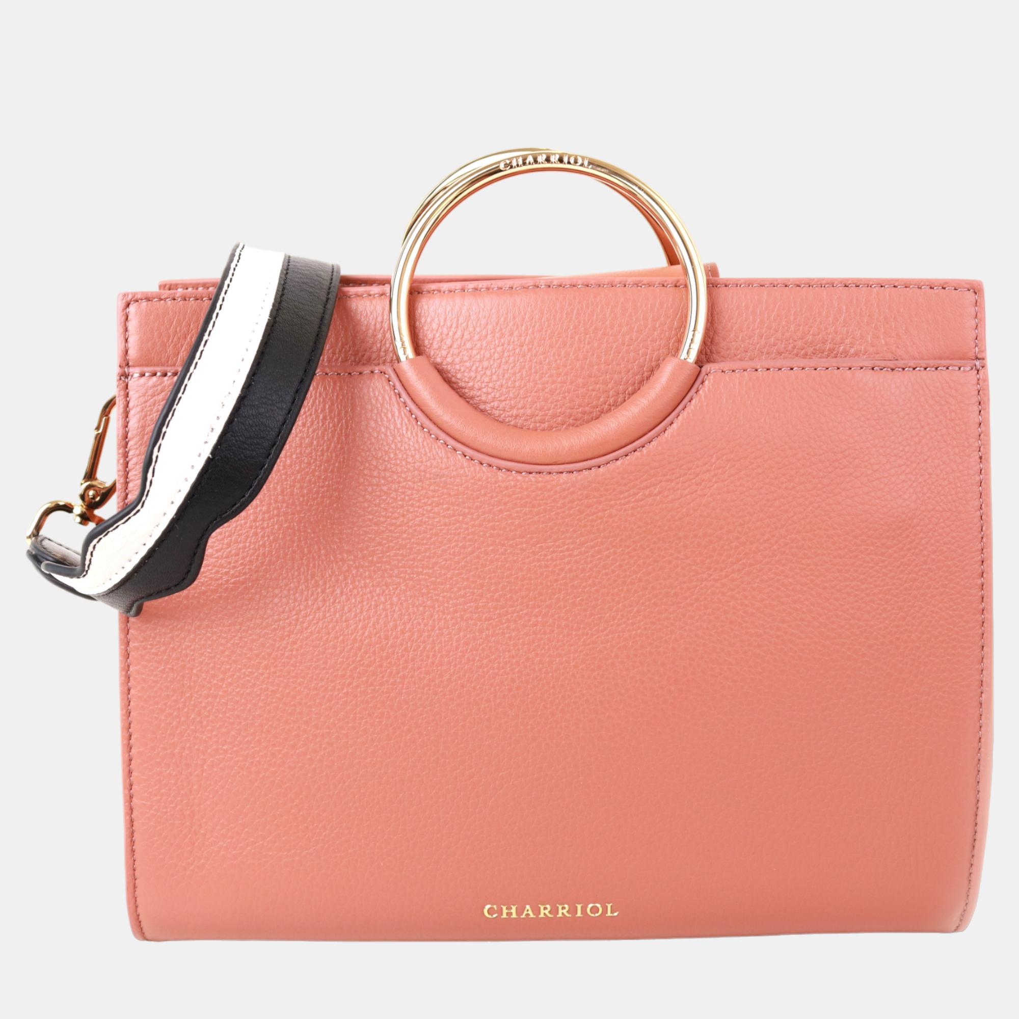 Charriol Light BrownOff White Leather Forever Handbag