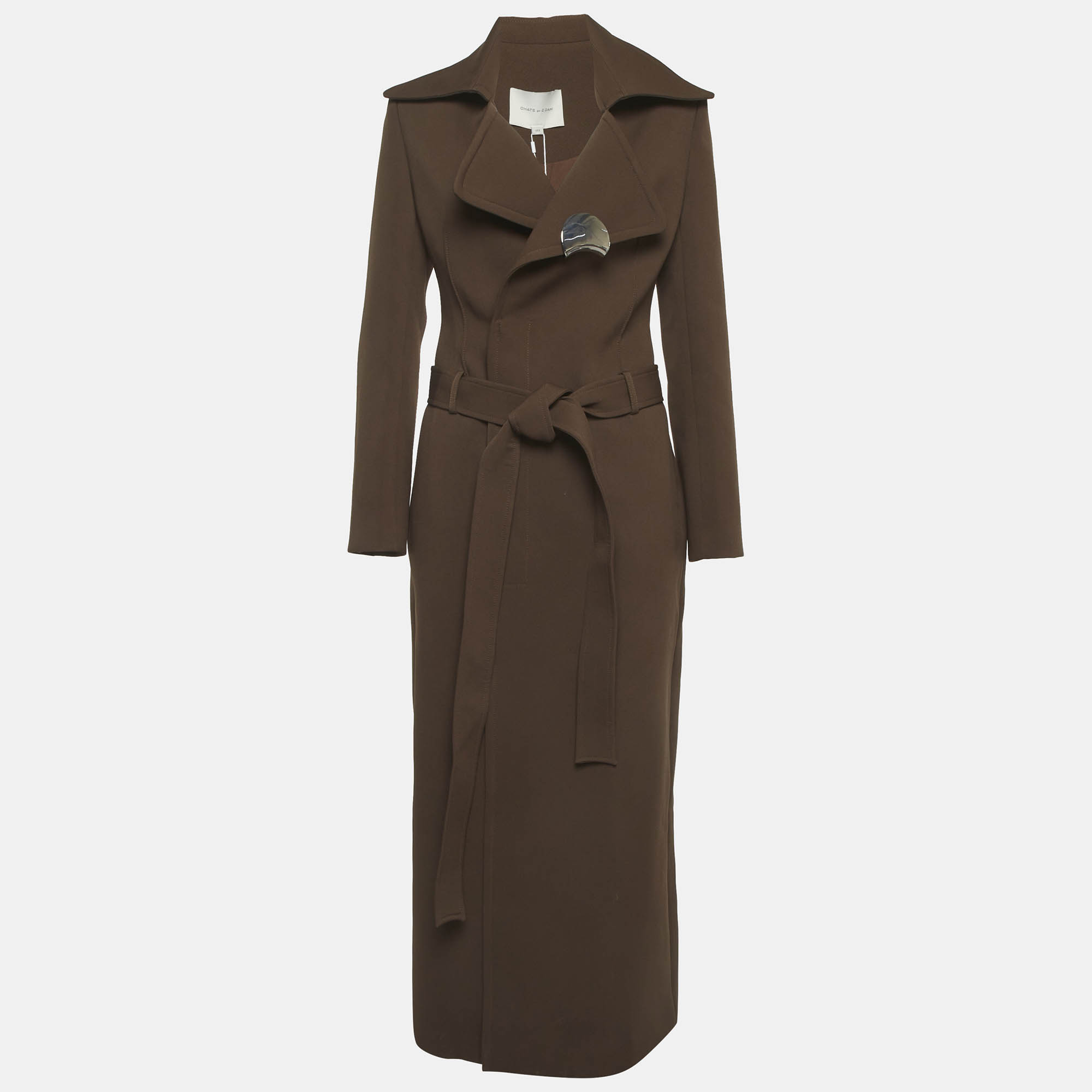 Chats By C.Dam Brown Twill Long Belted Elpis Coat