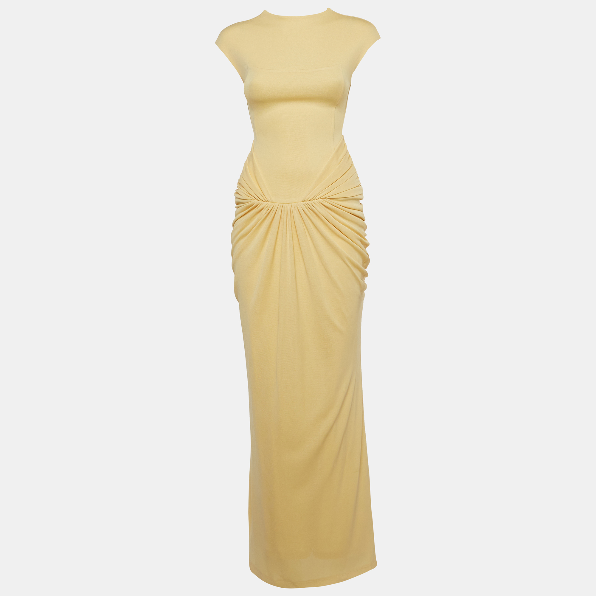 Chats By C.Dam Yellow Interlock Knit Nadine Maxi Dress