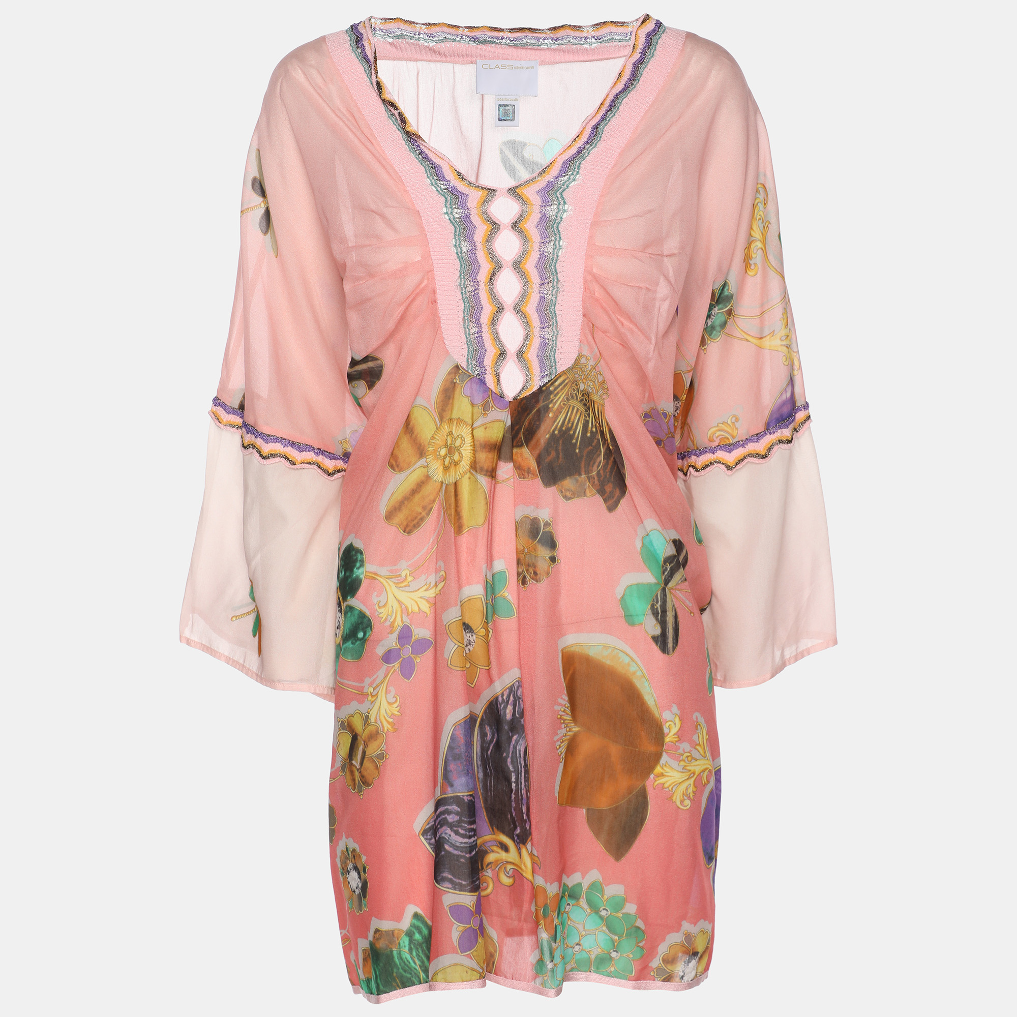 Class by Roberto Cavalli Multicolor Floral Print Chiffon Tunic Blouse