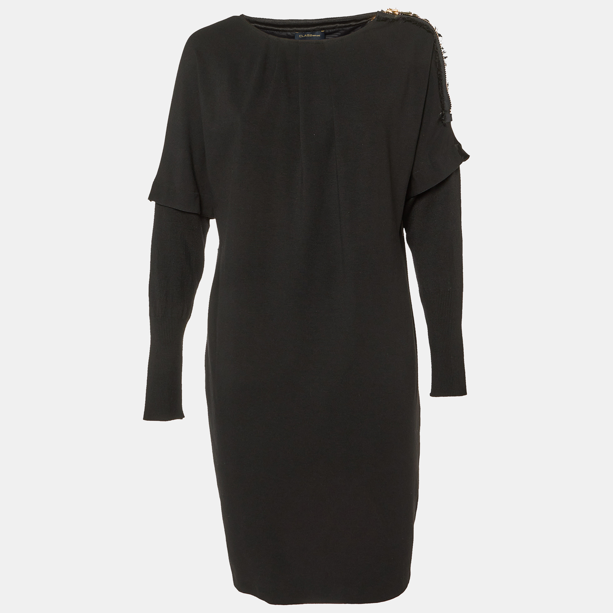 Class by Roberto Cavalli Black Jersey Panelled Knee-Length Dress