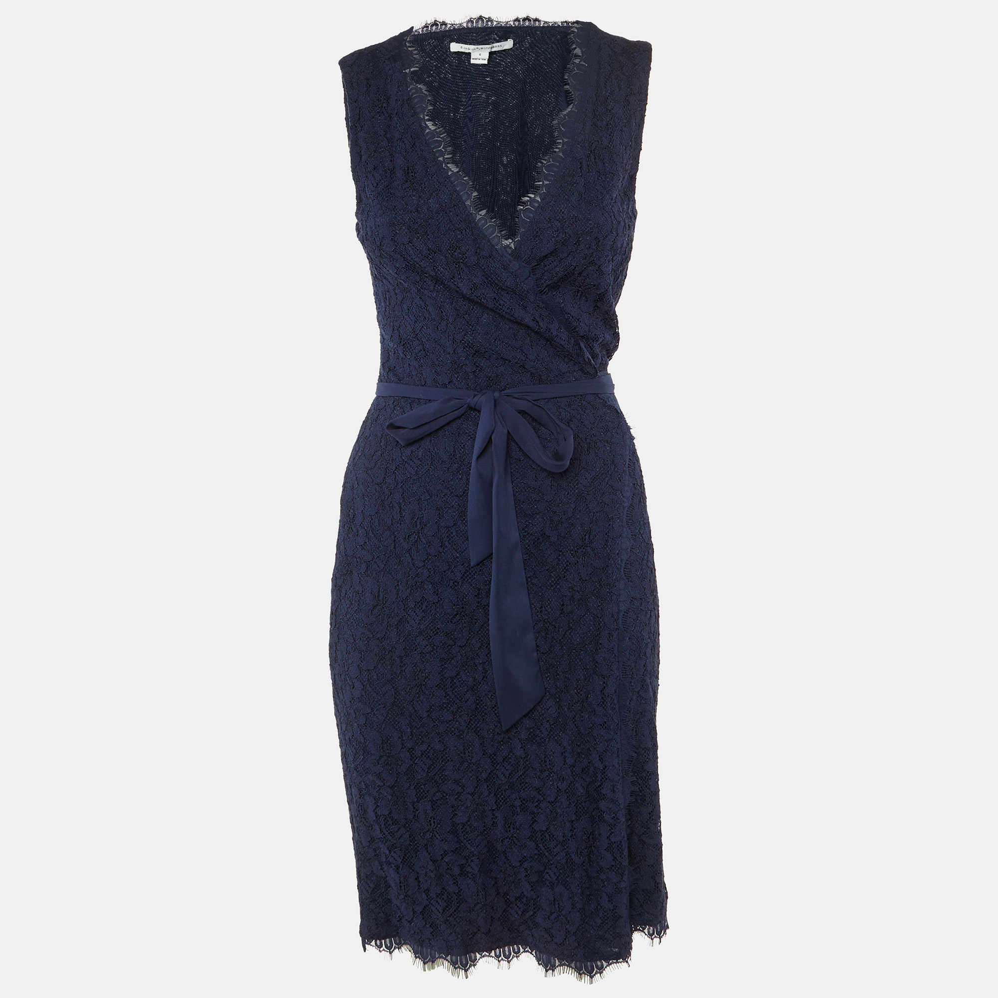 Diane Von Furstenberg Navy Blue Lace Julianna Wrap Dress