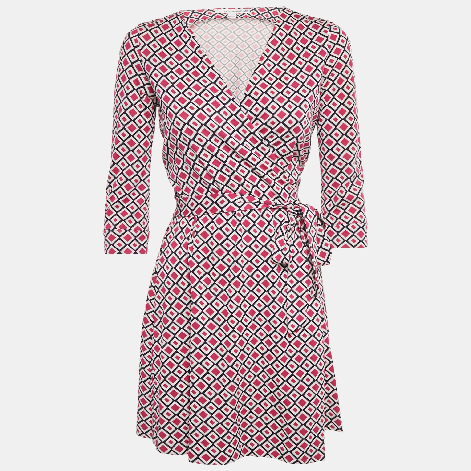 Diane Von Furstenberg Pink Jersey New Julian Mini Wrap Dress