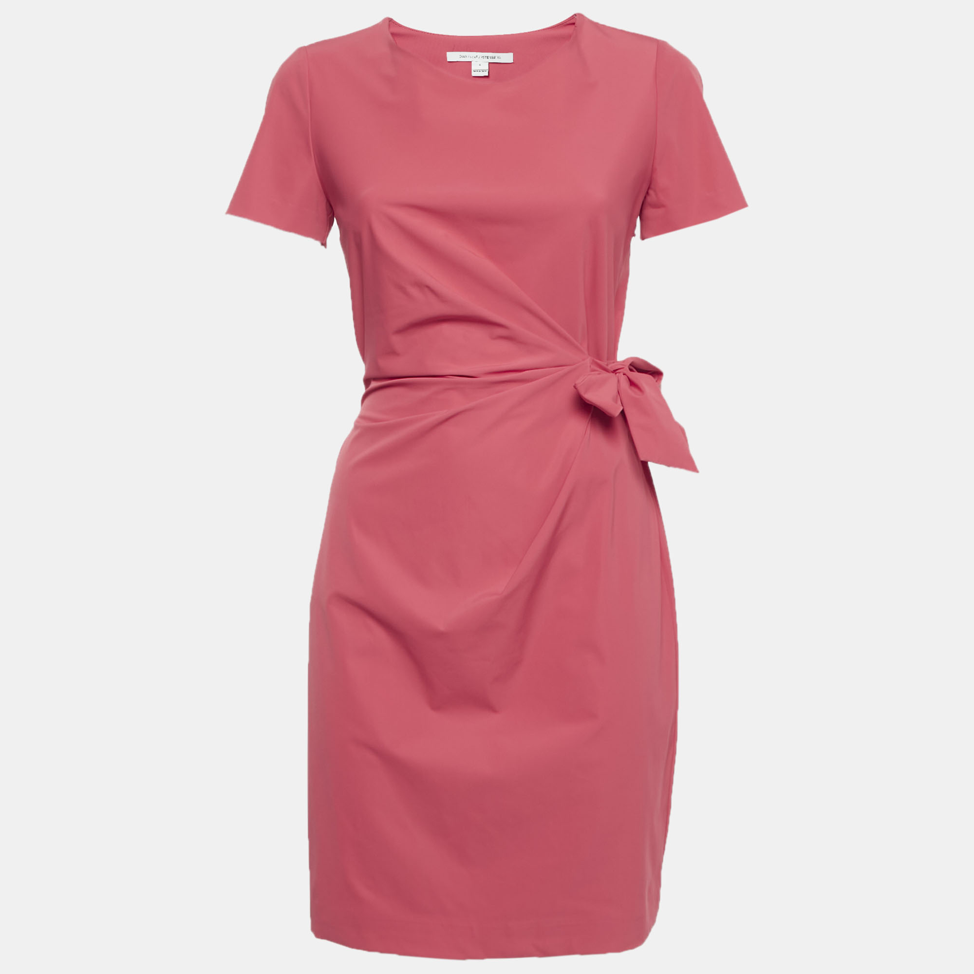 Diane von Furstenberg Pink Jersey Draped Waist Tie Detail Zoe Dress