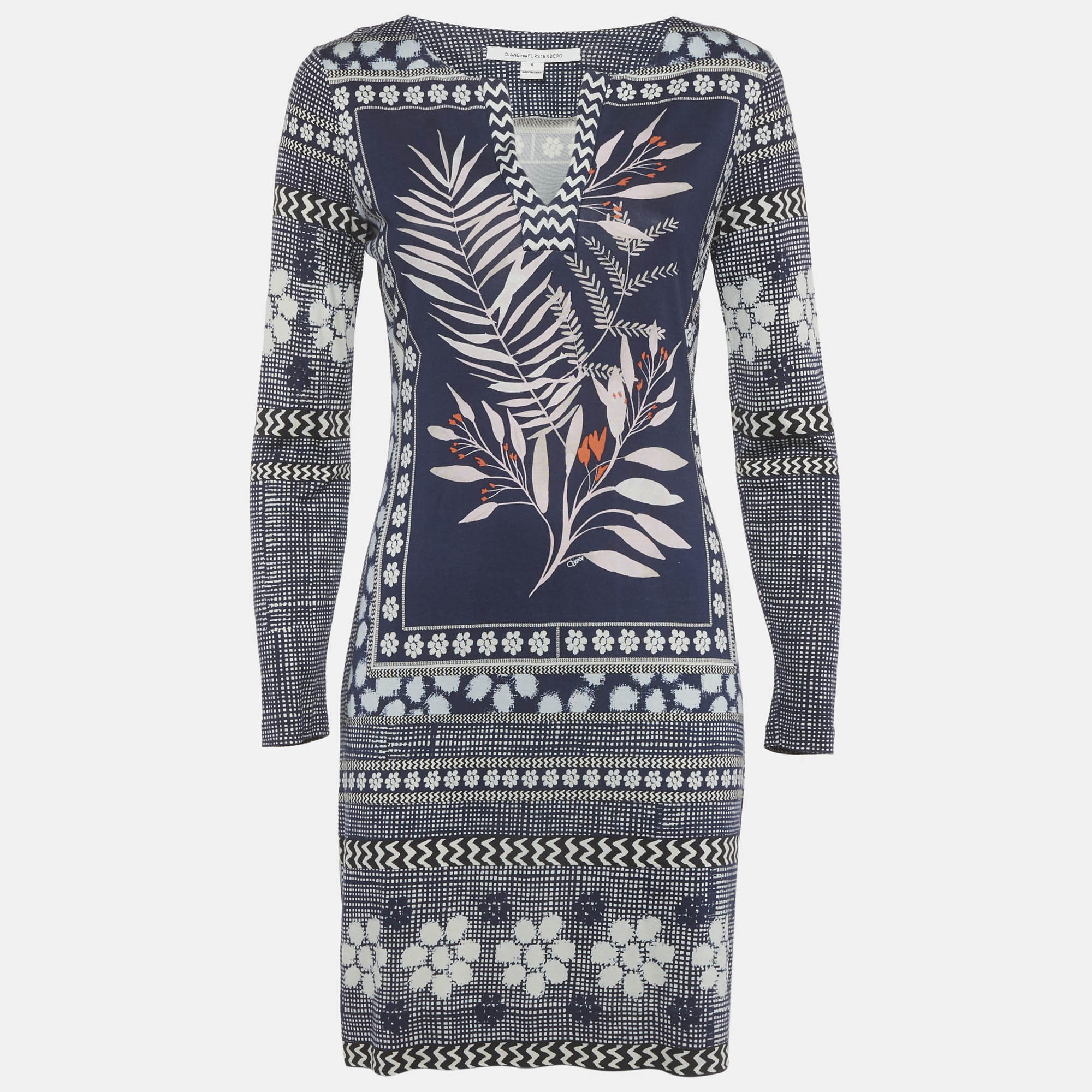 Diane Von Furstenberg Navy Blue Silk Jersey Reina Long Dress