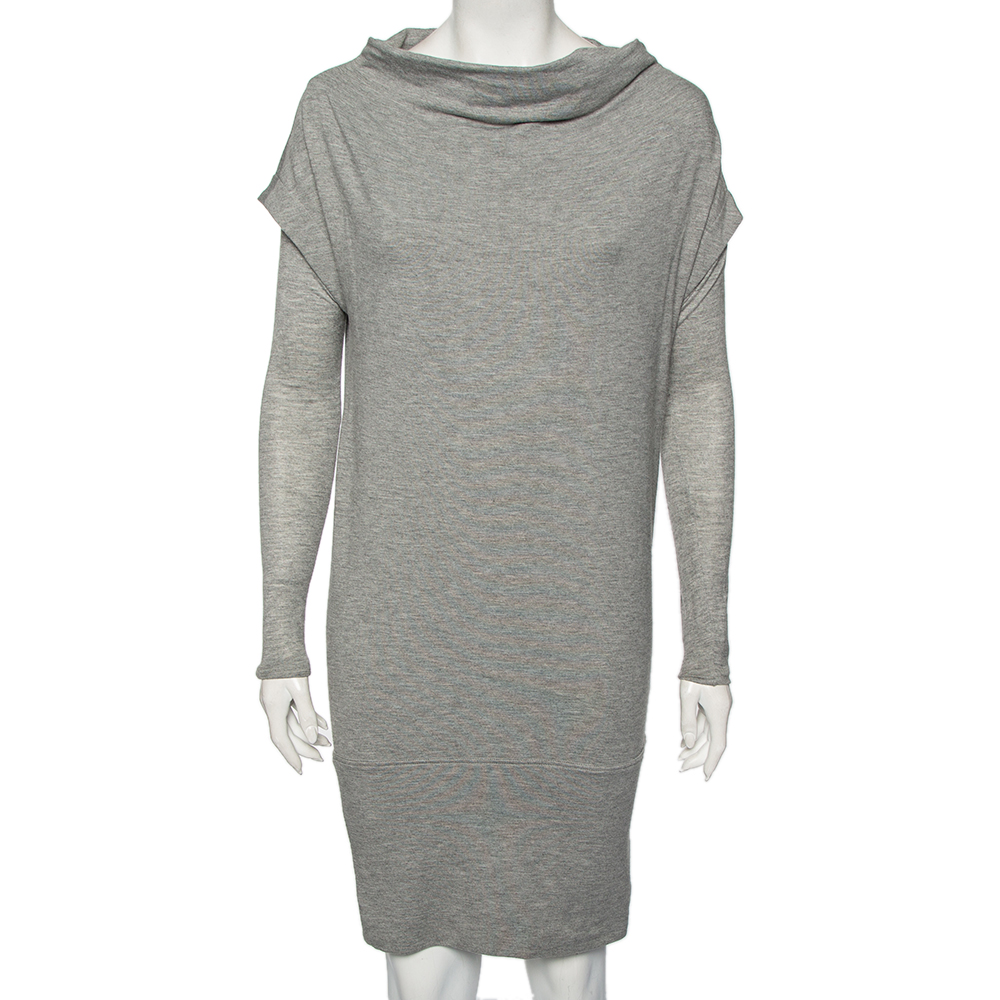 Diane von Furstenberg Grey Knit Financier Sweatshirt Dress
