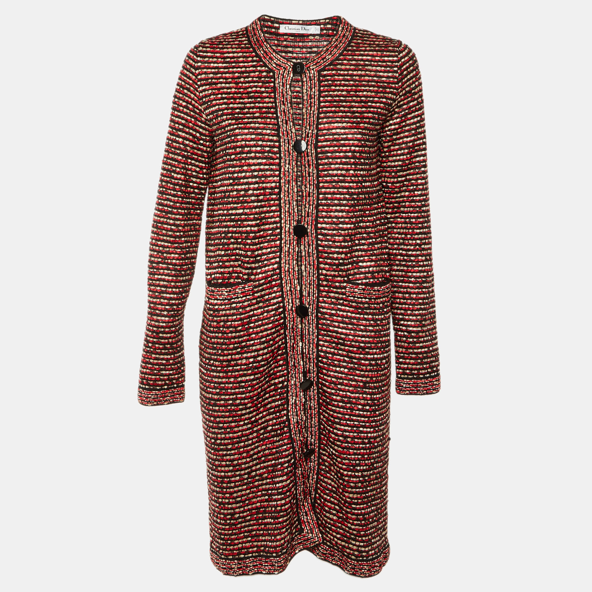 Dior Red Knit Button Front Long Cardigan