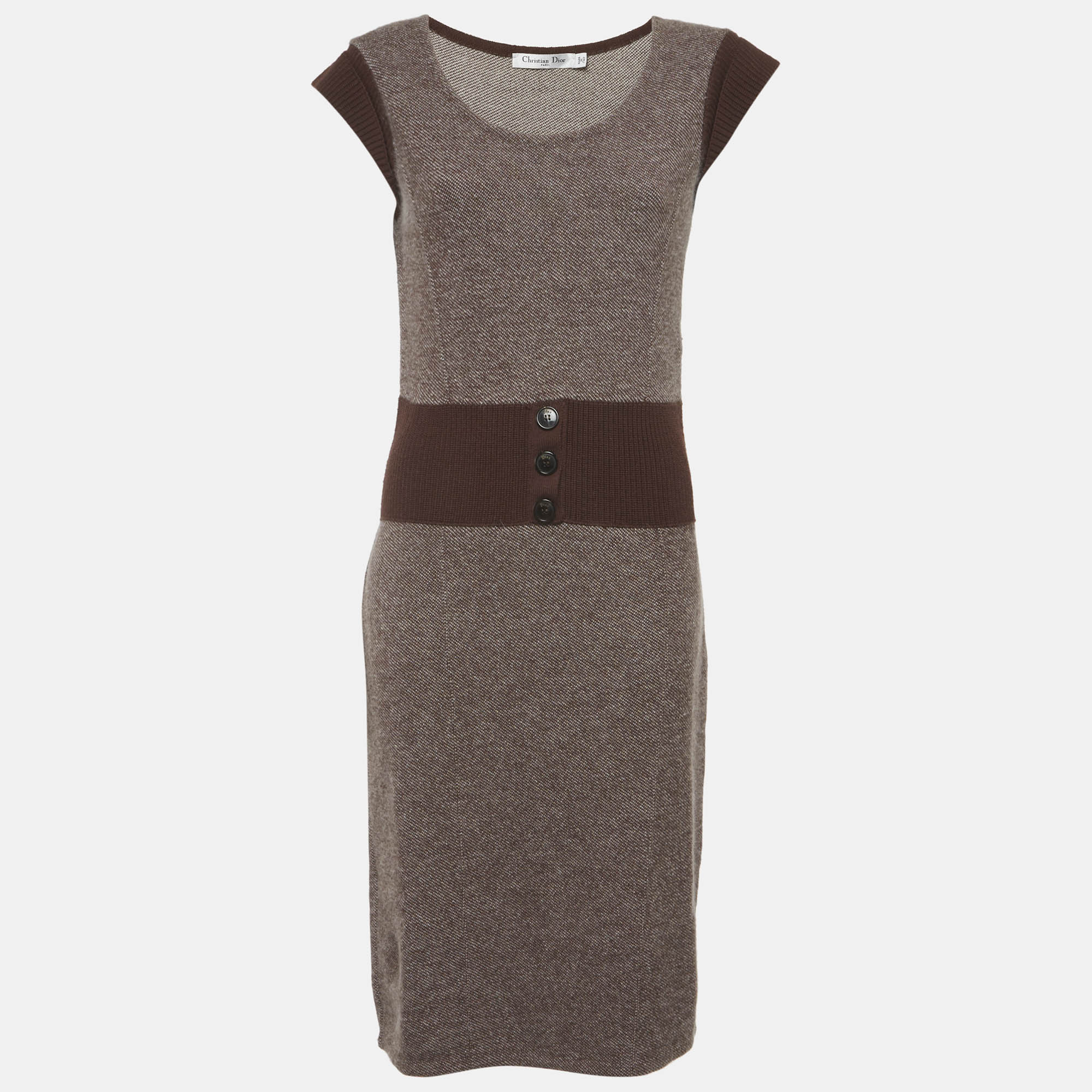 Christian Dior Brown Wool Knit Short Dress