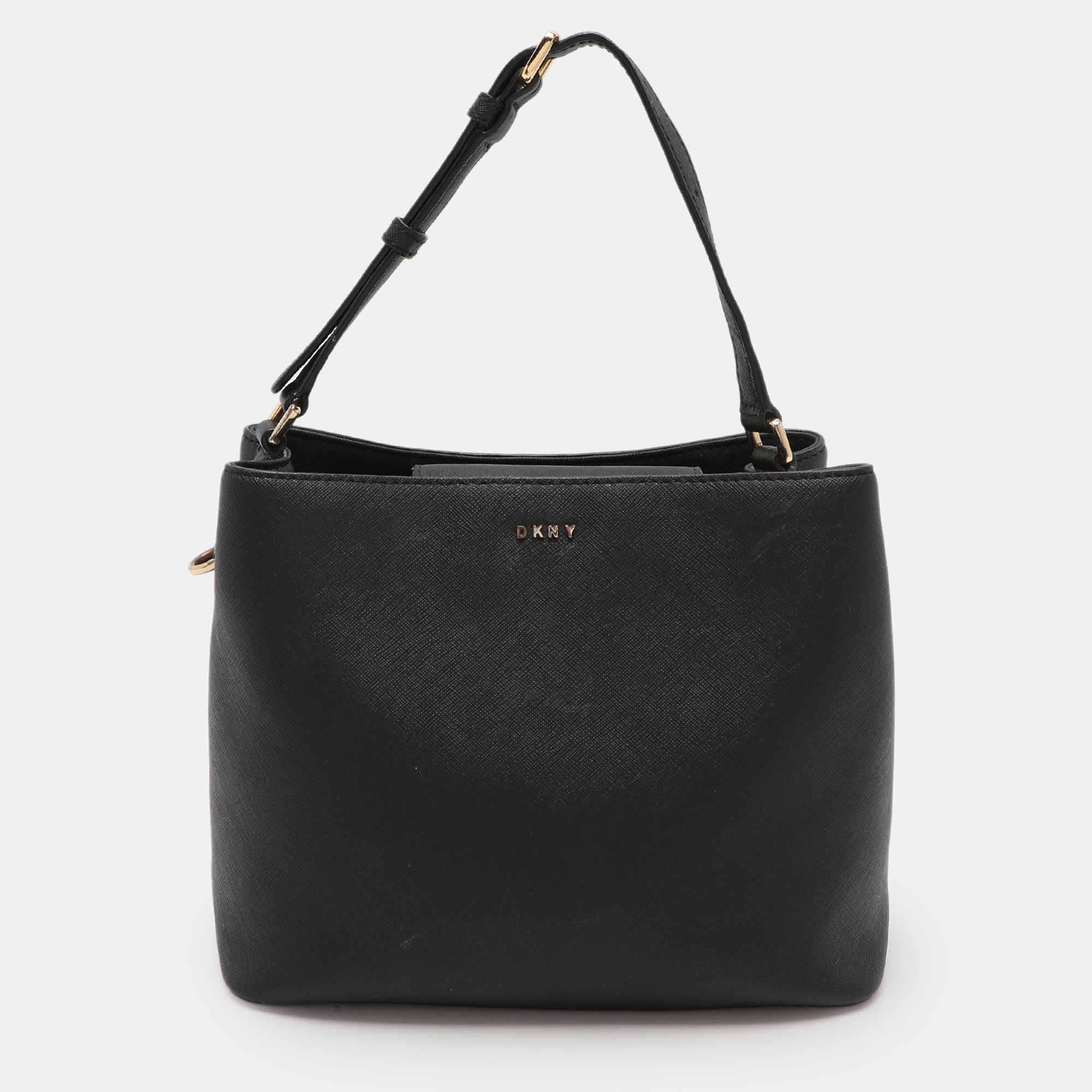 DKNY Black Saffiano Leather Bryant Park Bucket Bag