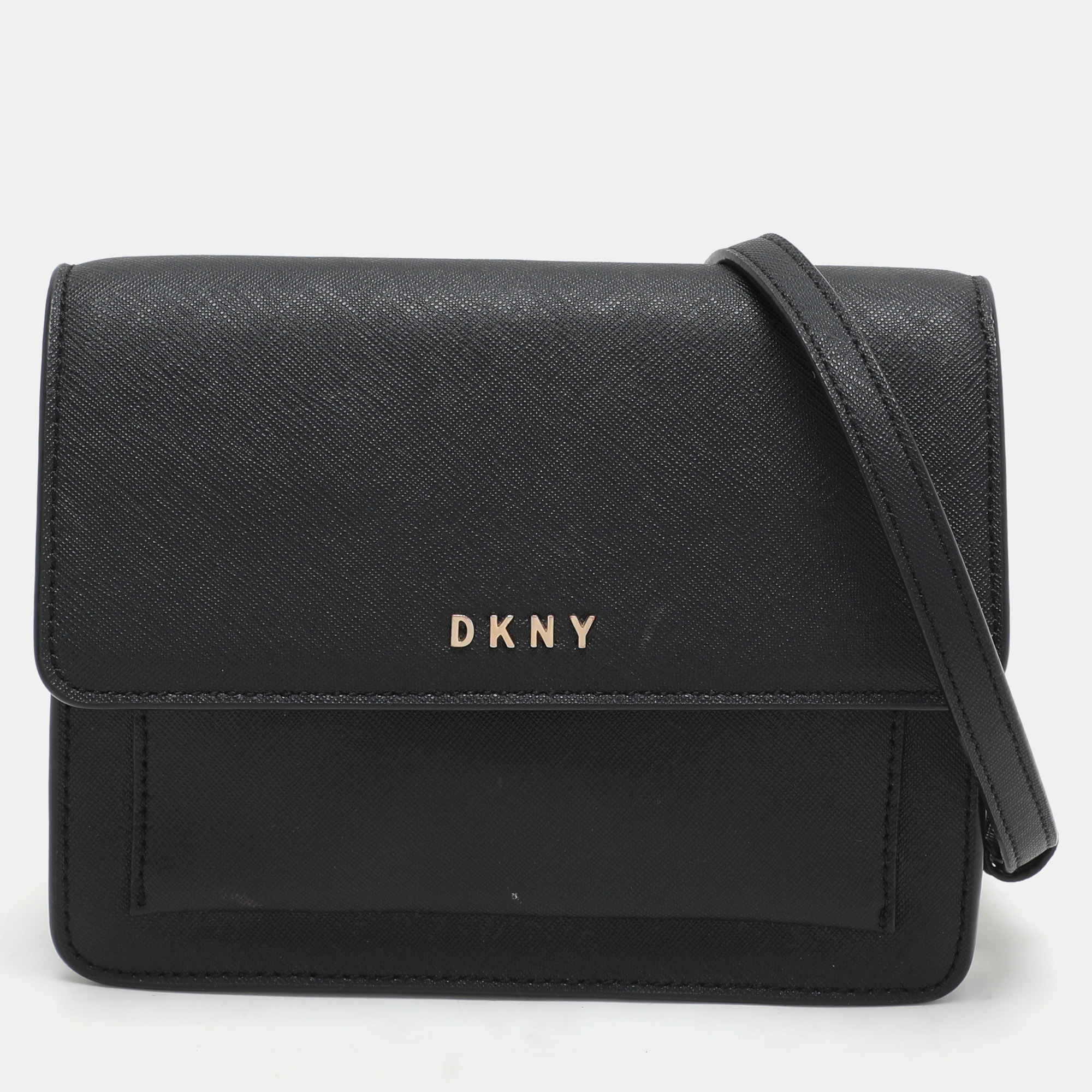 DKNY Black Leather Bryant Park Crossbody Bag