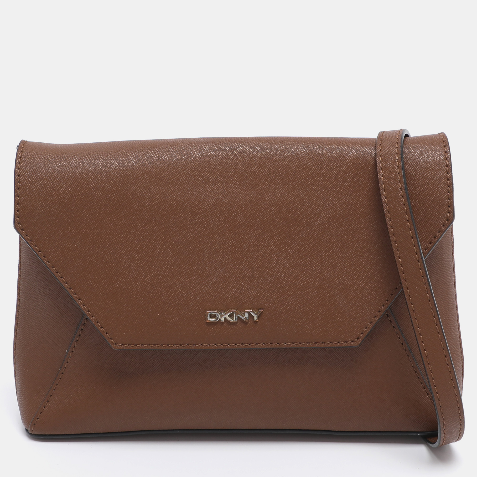 DKNY Tan Leather Bryant Park Envelope Crossbody Bag
